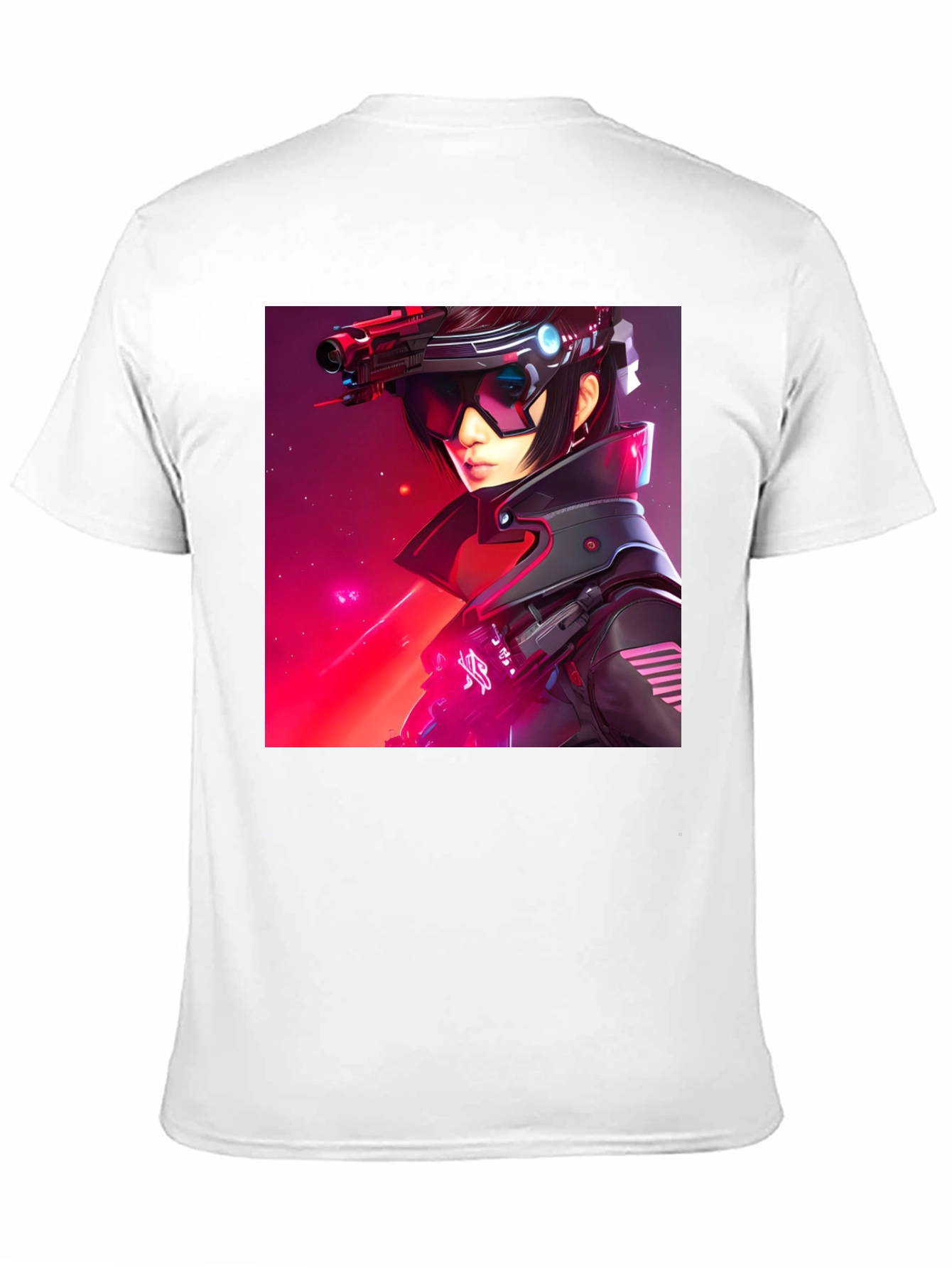 Black Sci-Fi Cyberpunk Girl Graphic Black T-Shirt view 11