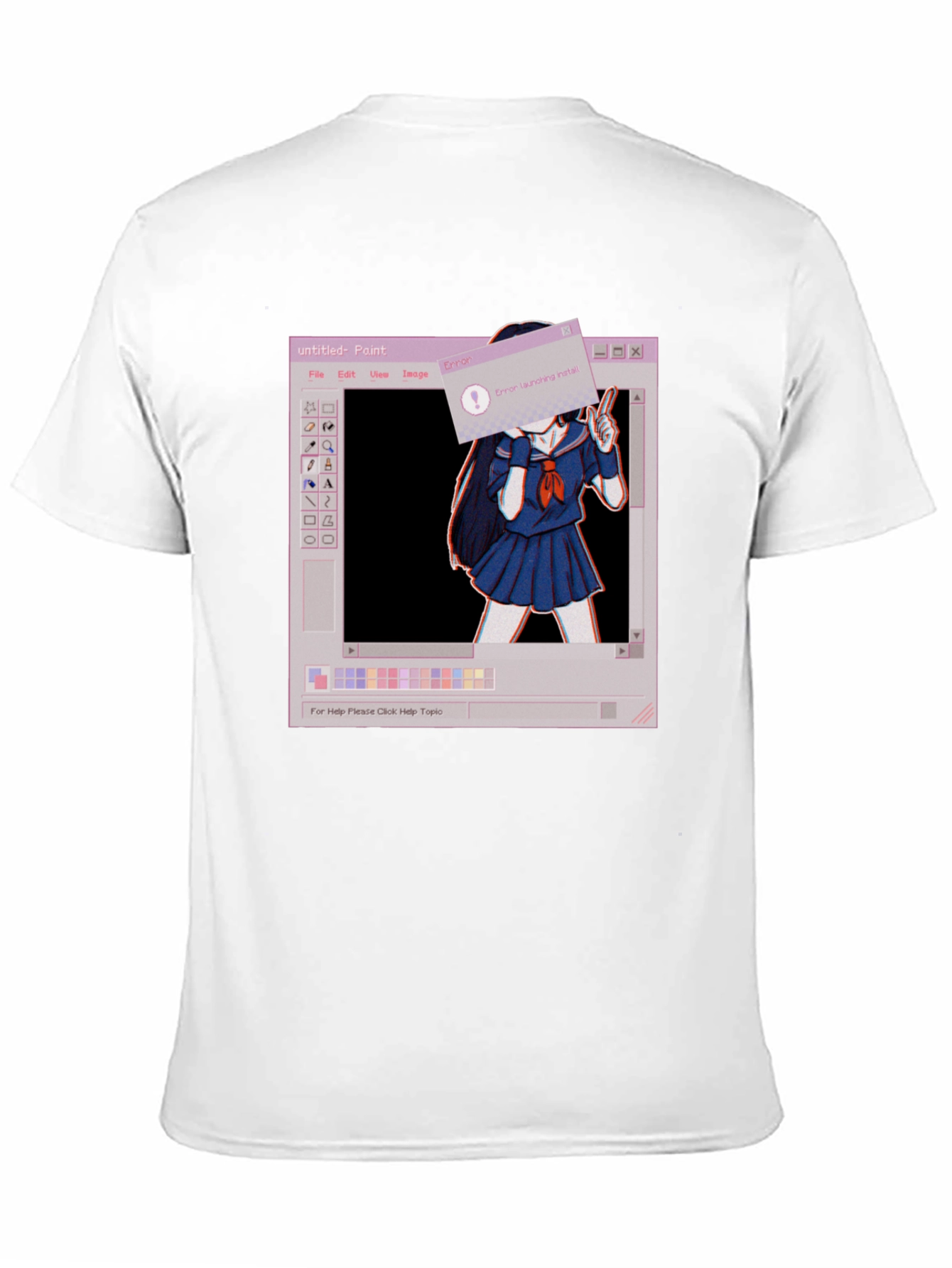 Black Aesthetic Anime Paint Error Black T-Shirt view 11