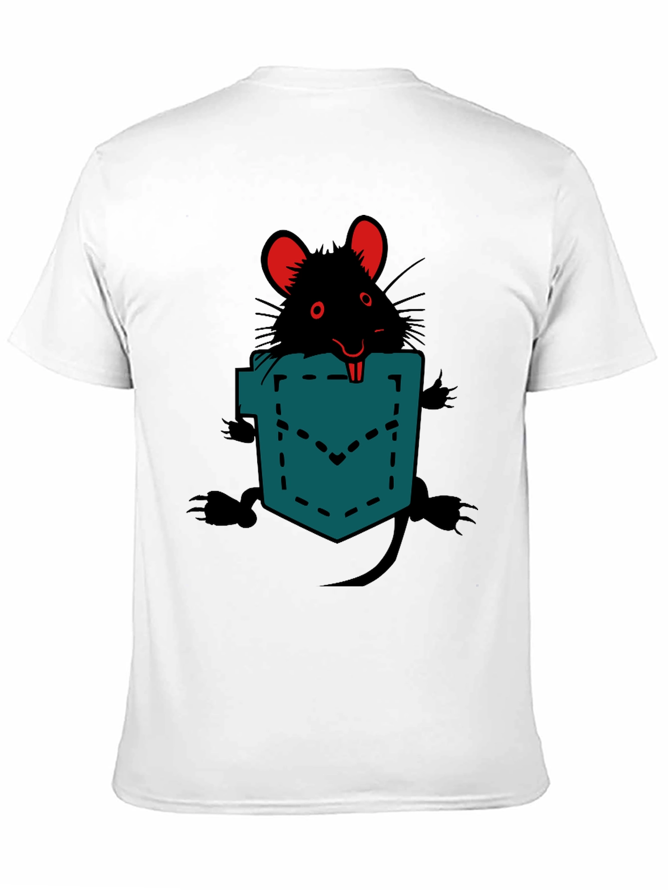 Black Rat in Pocket Graphic Tee - Novelty Animal T-Shirt view 11