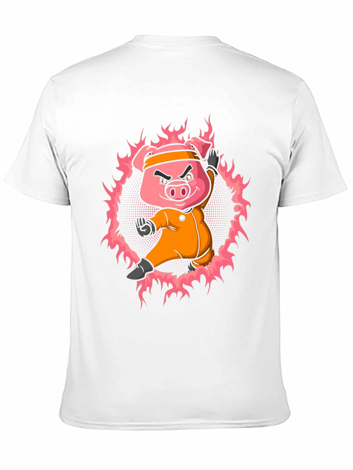 Black Karate Pig T-Shirt - Black Cotton Tee view 11