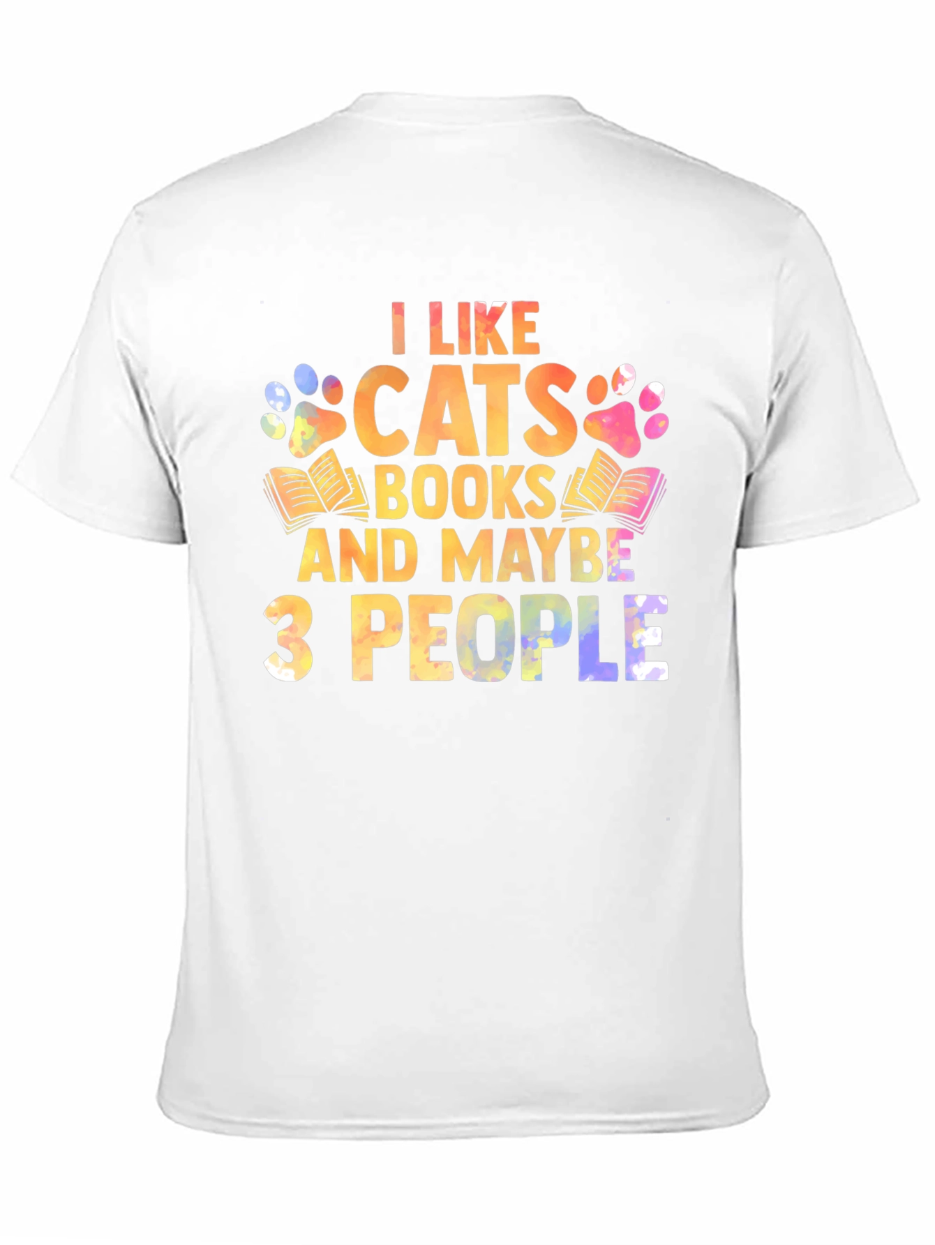 Black I Like Cats Books & Maybe 3 People Unisex T-Shirt view 11