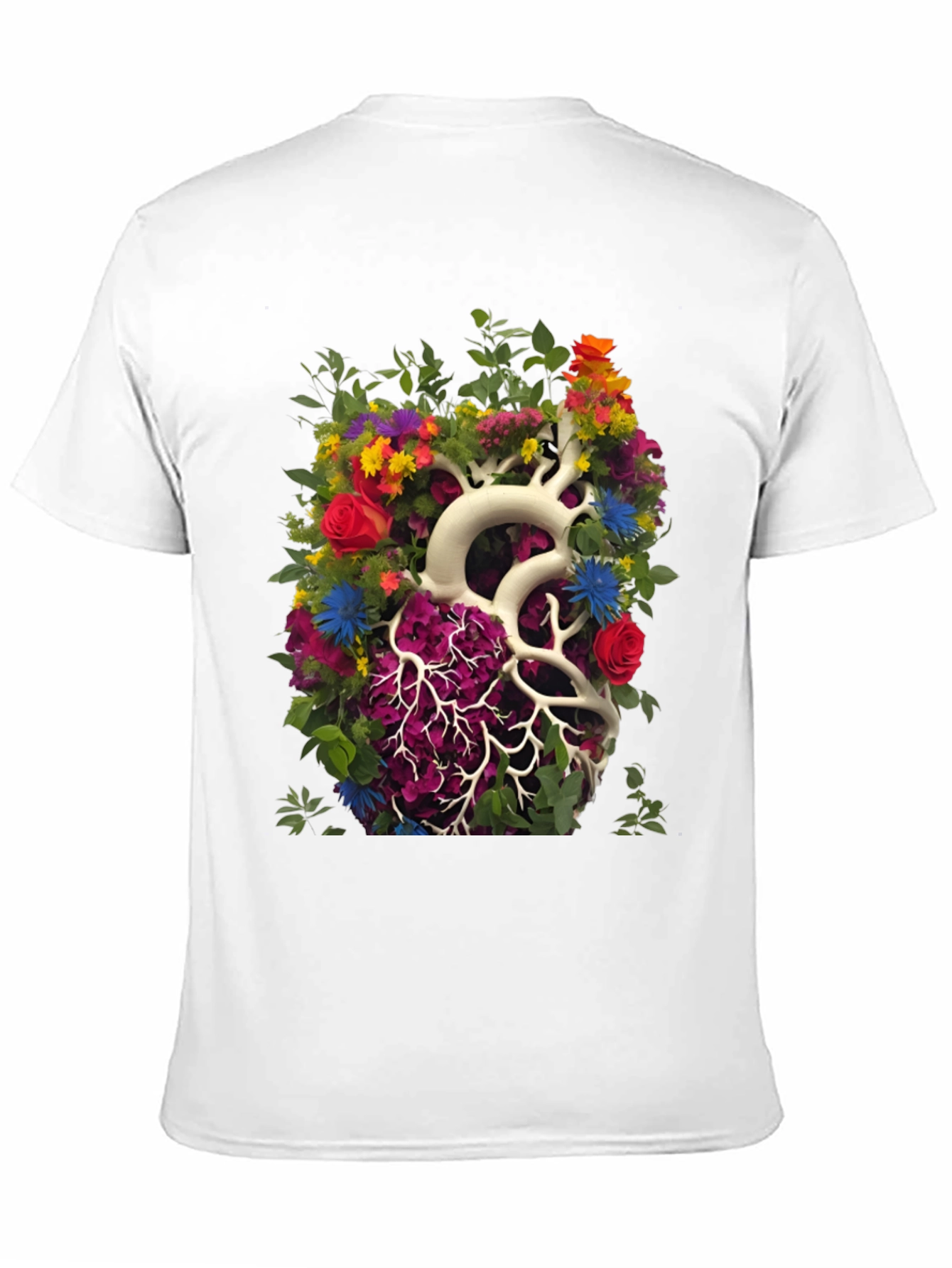 Black Floral Heart Anatomy T-Shirt - Unique Graphic Tee view 11