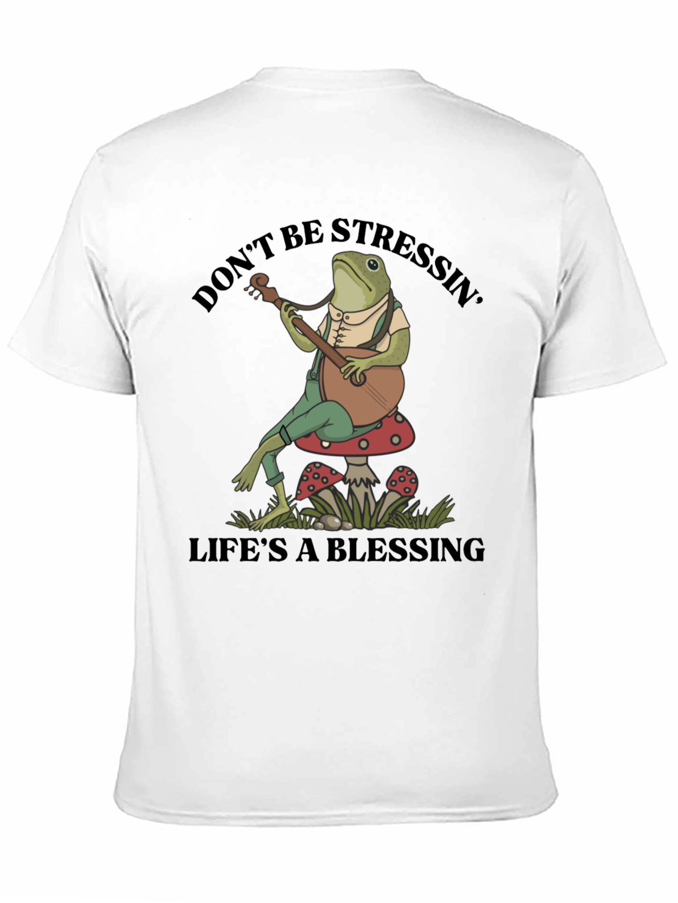 Black Relaxed Frog T-Shirt: Don't Stress, Life's a Blessing view 11
