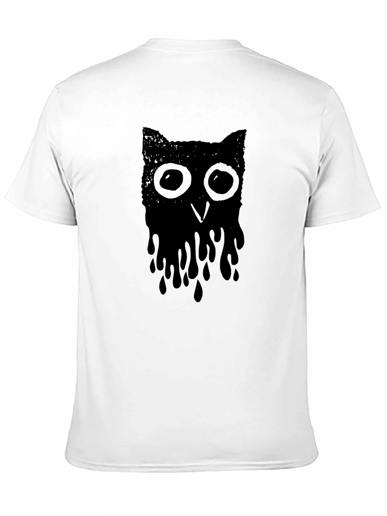 Black Melting Owl Graphic Tee - Black Crew Neck T-Shirt view 11