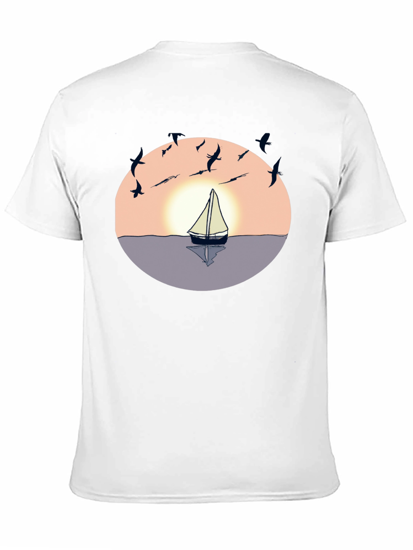 Black Sunset Sailboat Graphic Tee - Black Cotton Blend view 11