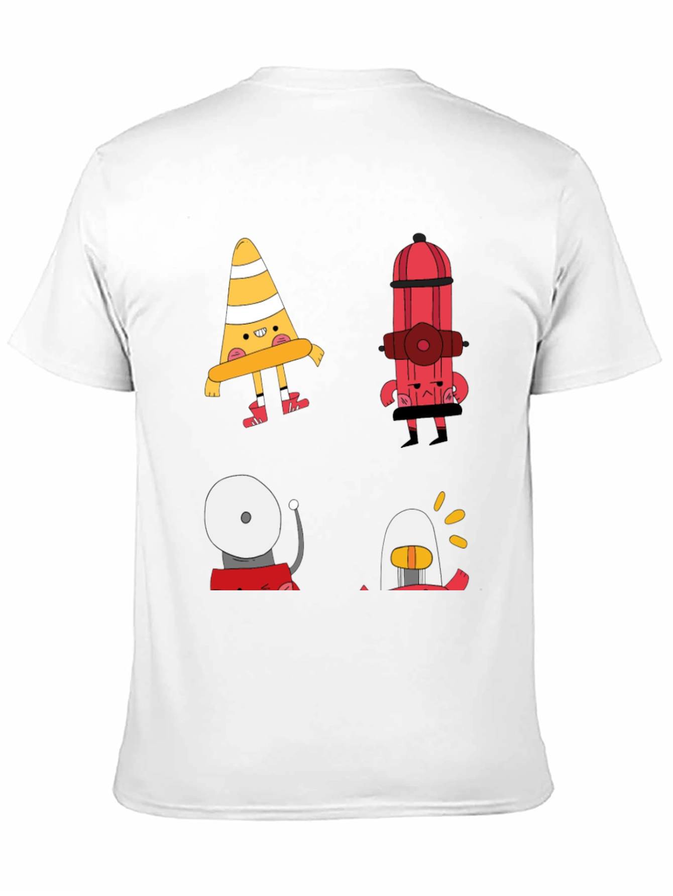 Black Cartoon Fire Safety Black T-Shirt view 11