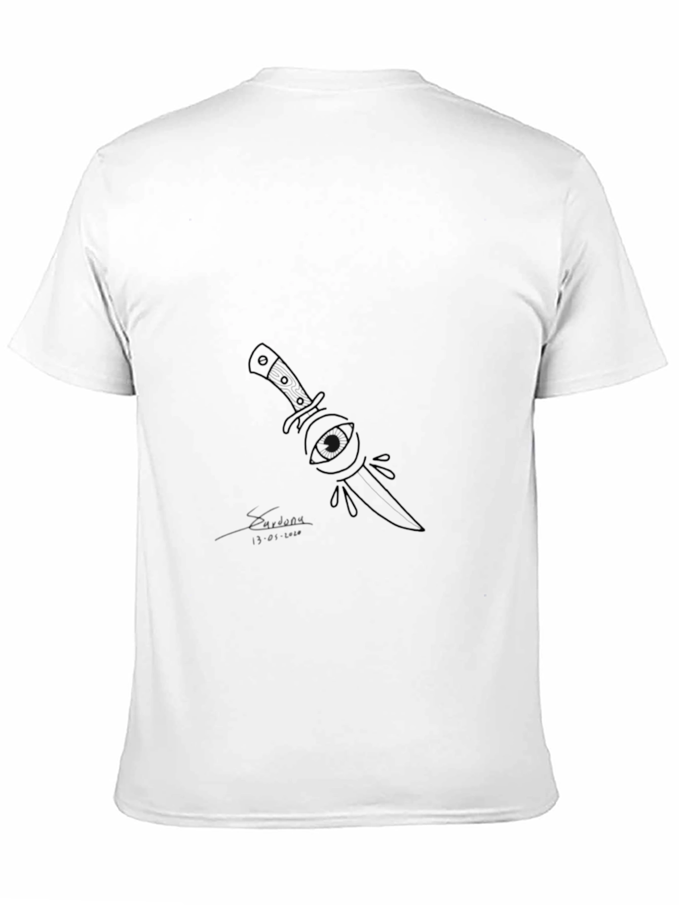 Black Black T-Shirt with Knife & Eye Graphic view 11