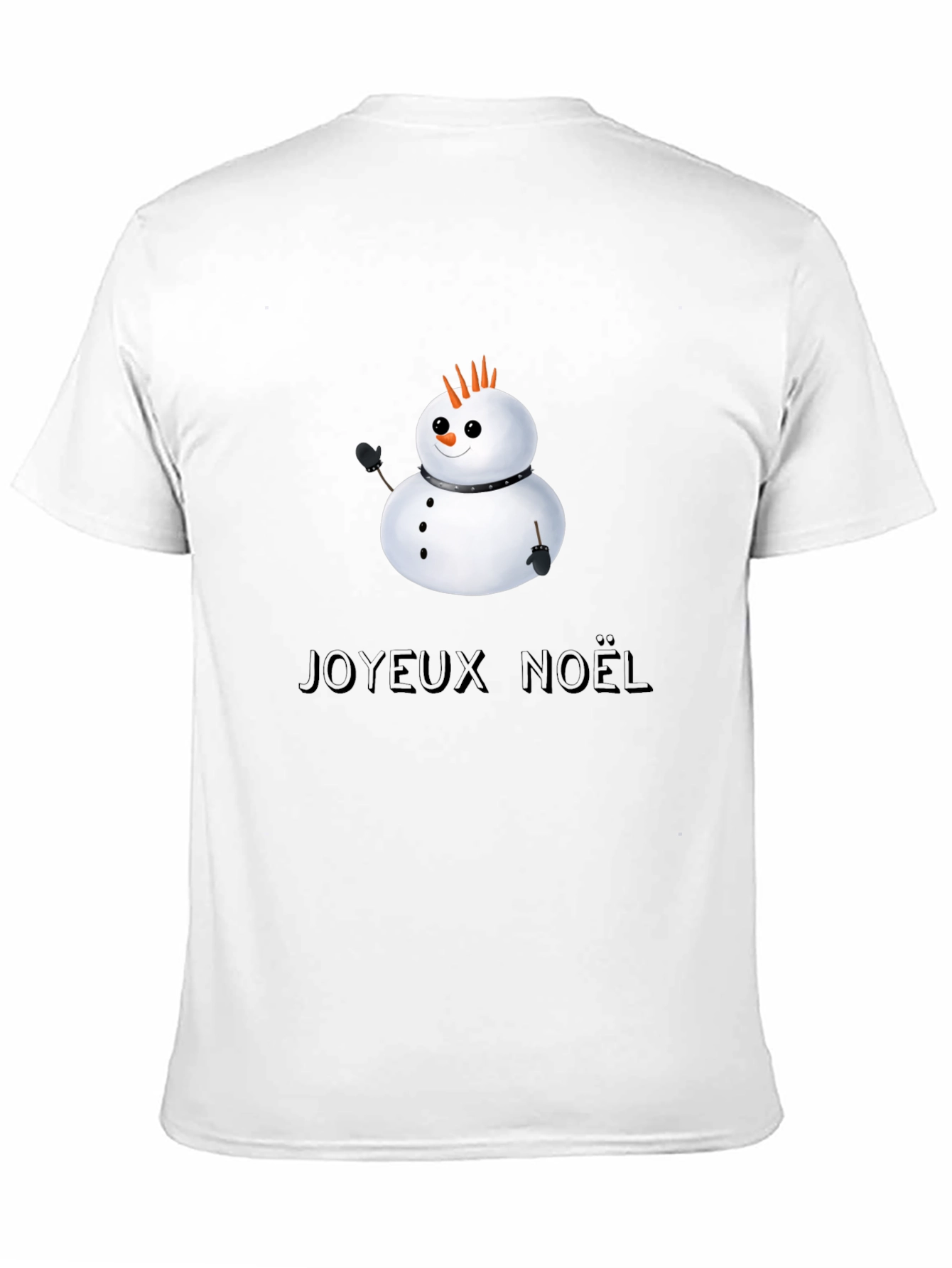 Black Joyeux Noel Snowman Black T-Shirt view 11