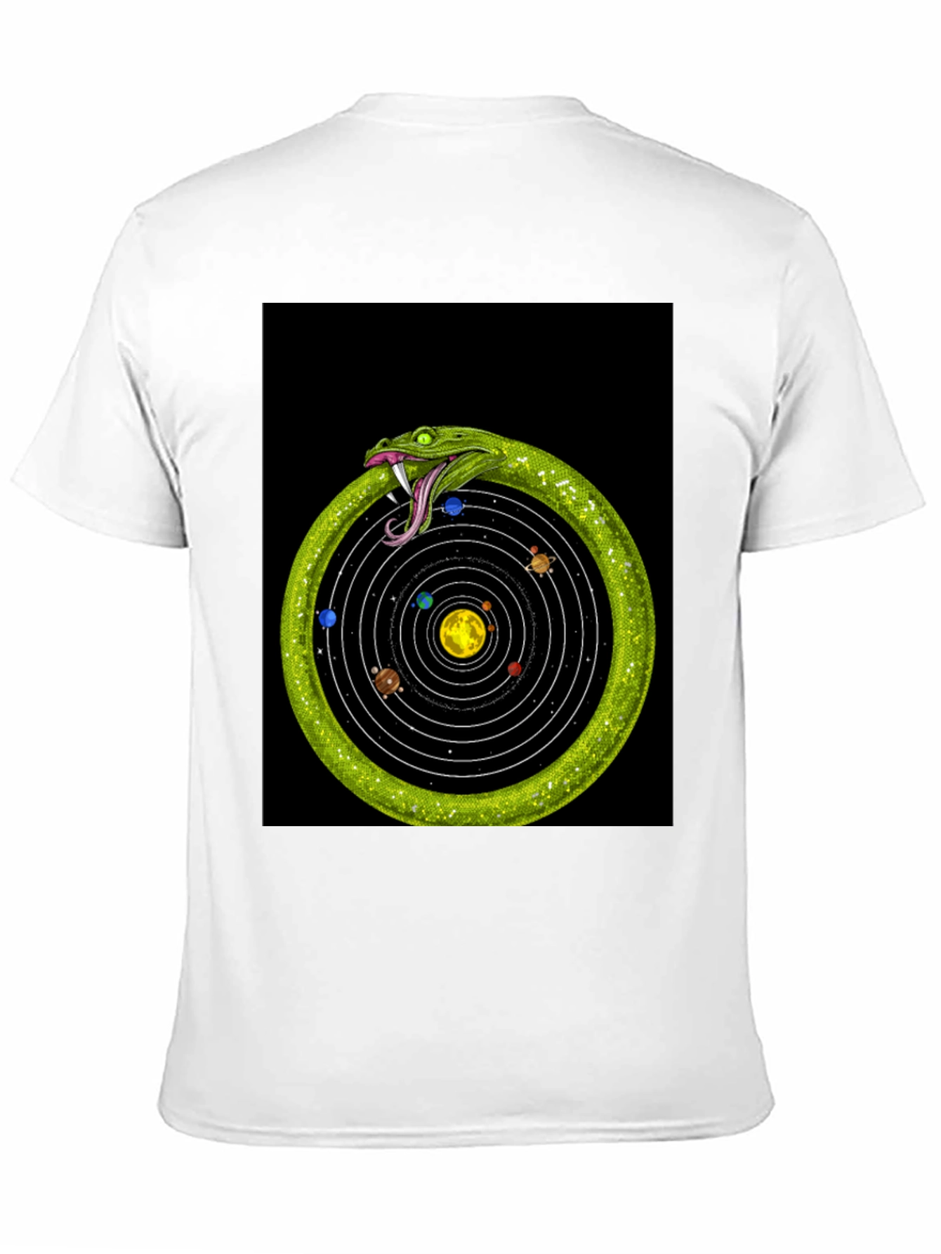 Black Ouroboros Solar System T-Shirt view 11