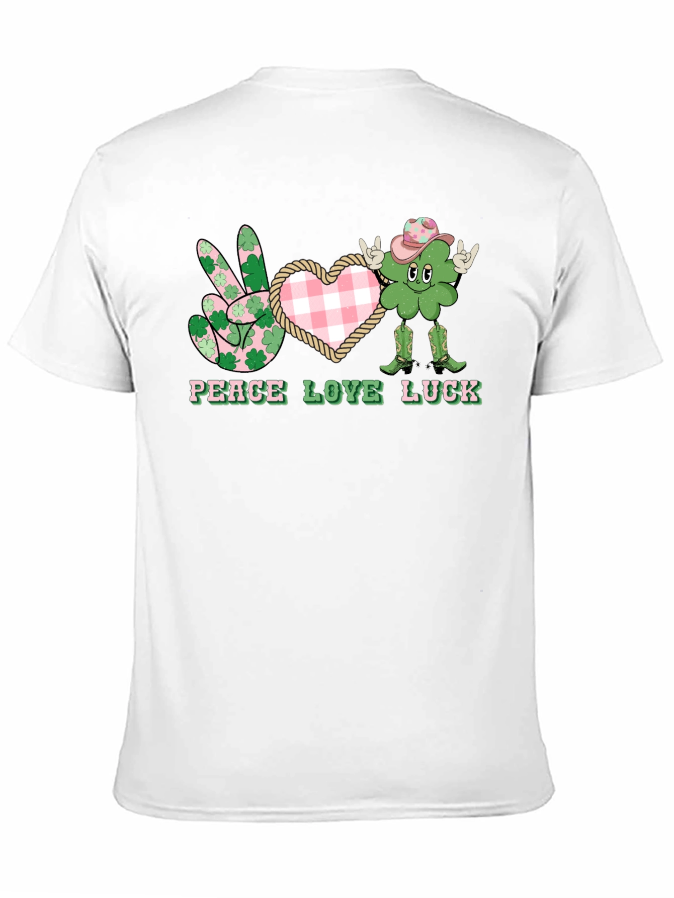 Black Peace Love Luck St. Patrick's Day T-Shirt view 11