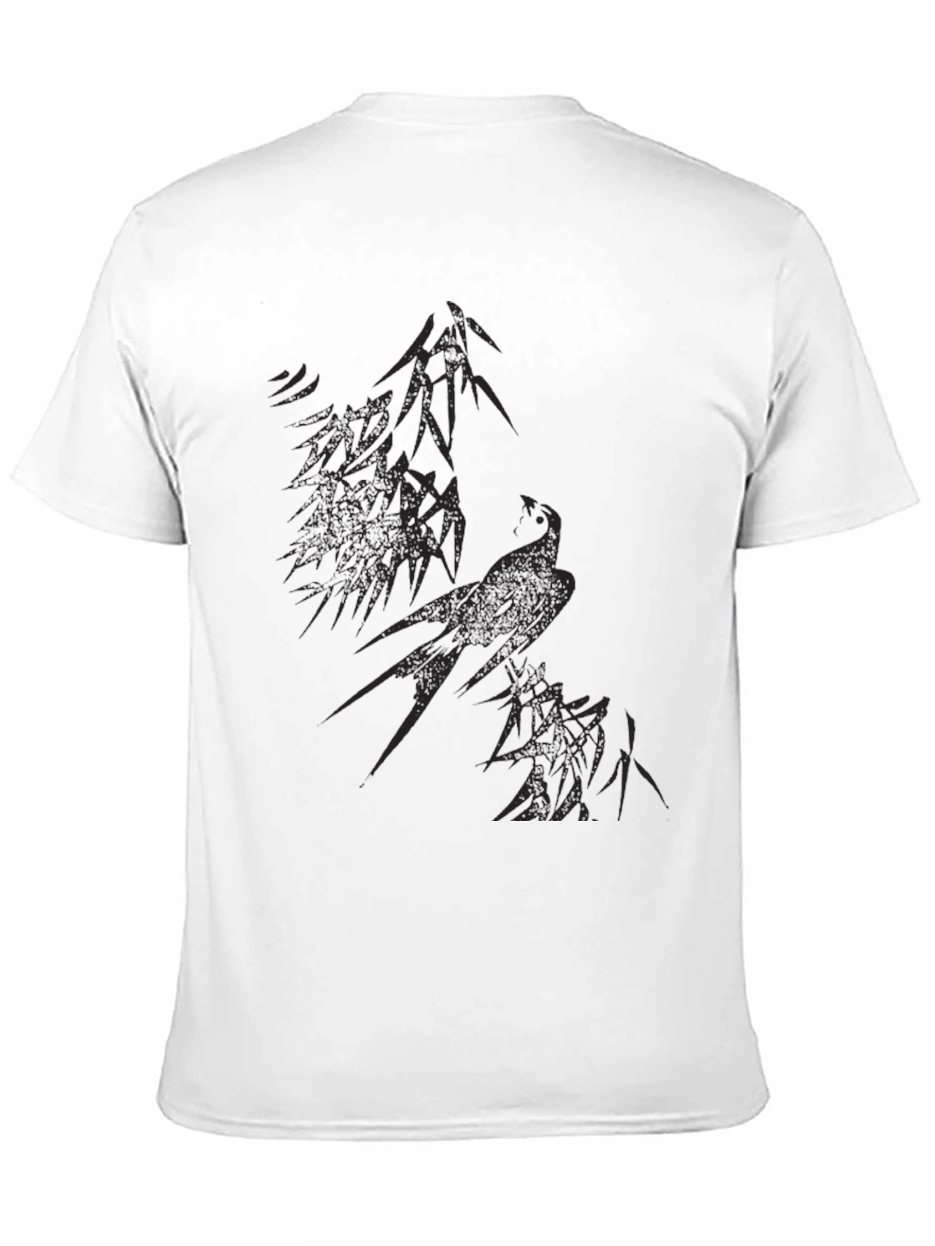 Black Abstract Bird Graphic Black T-Shirt view 11