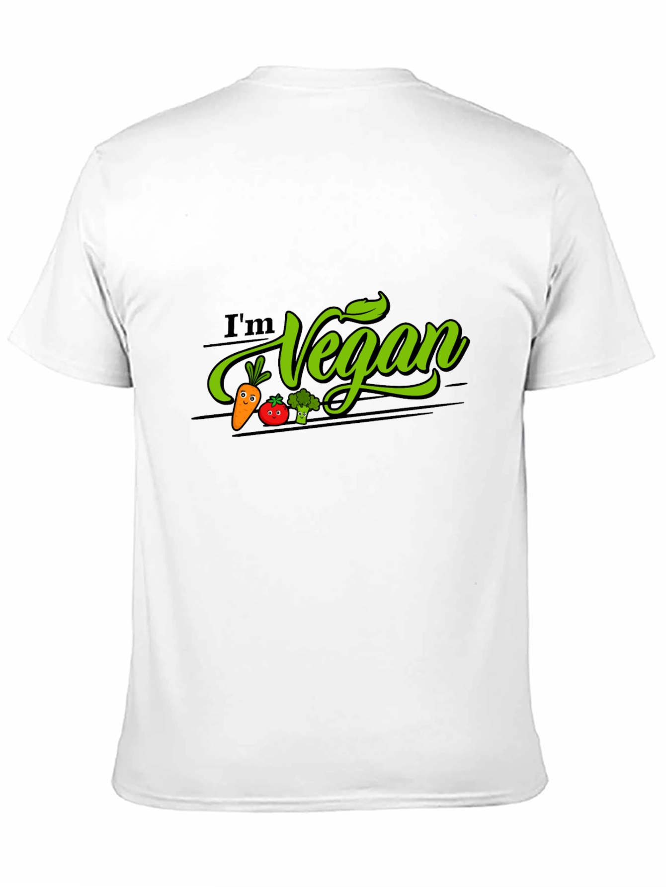 Black I'm Vegan Graphic T-Shirt - Black, Crew Neck view 11