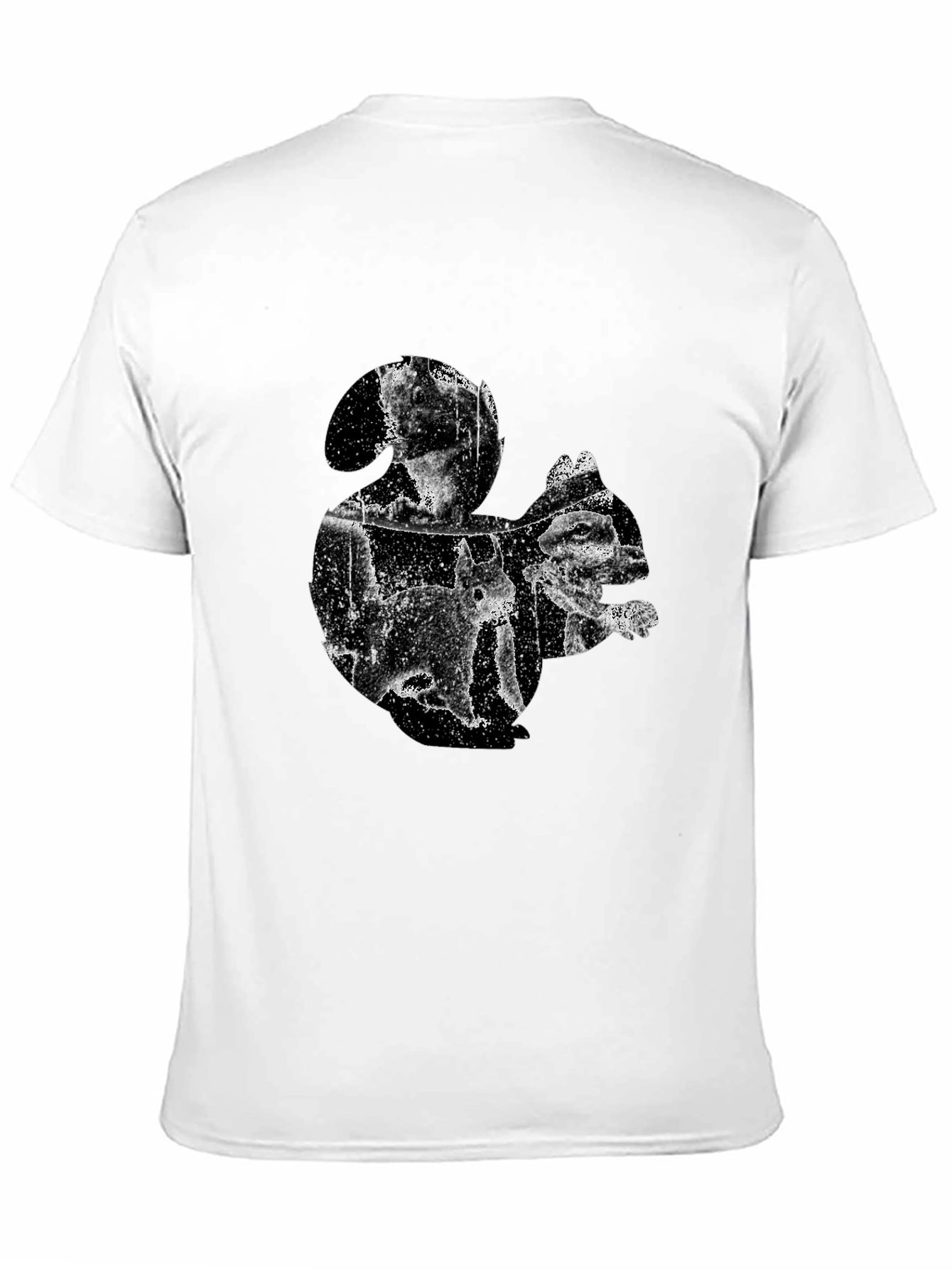 Black Squirrel Silhouette Men's T-Shirt - Black Cotton view 11