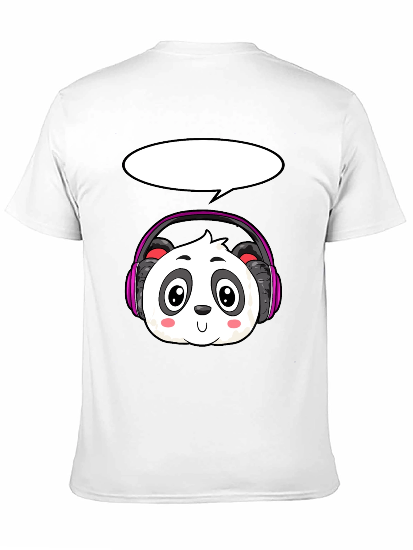 Black Cartoon Panda with Headphones T-Shirt view 11