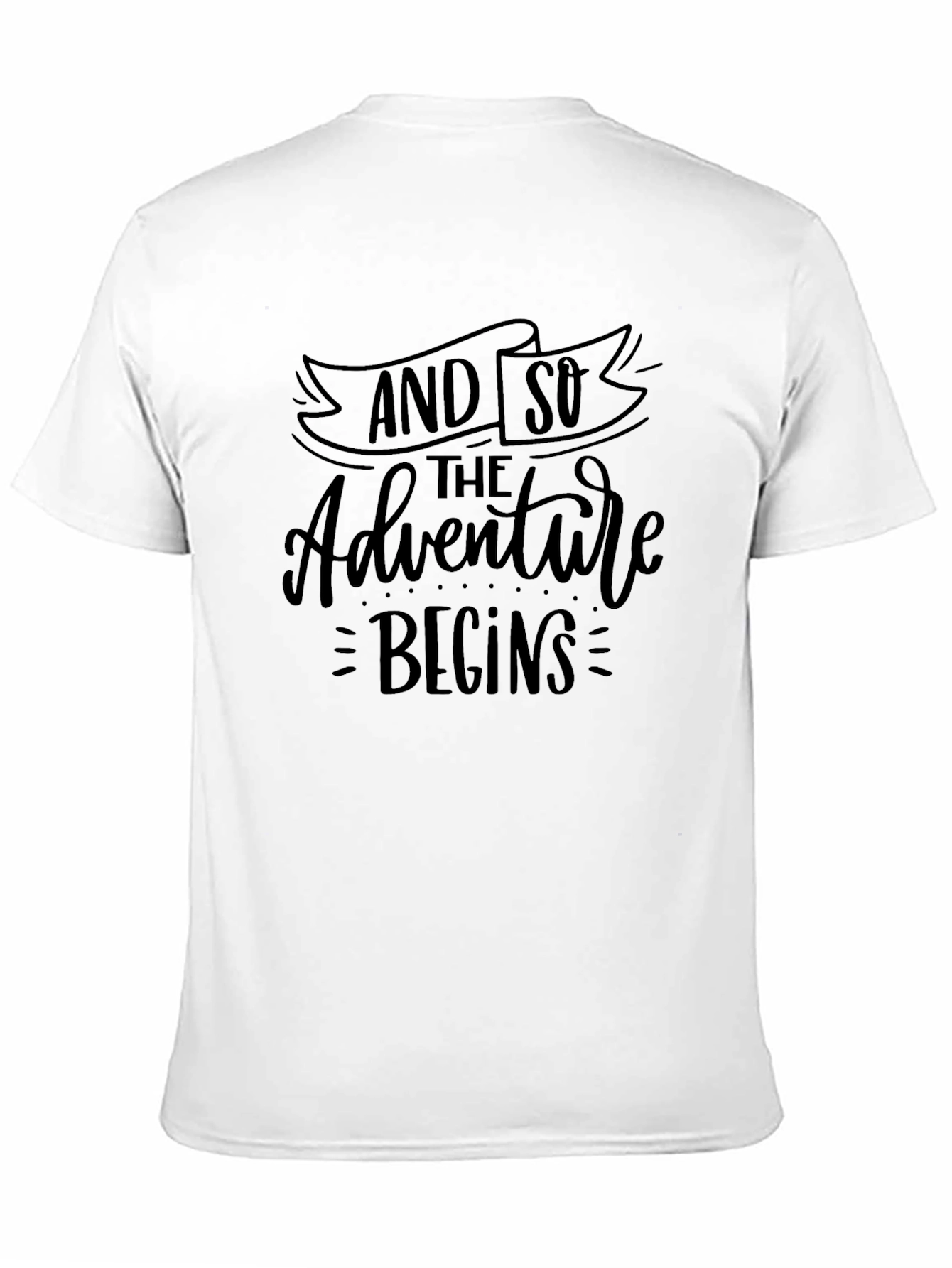 Black Adventure Begins Graphic Tee - Black Cotton T-Shirt view 11