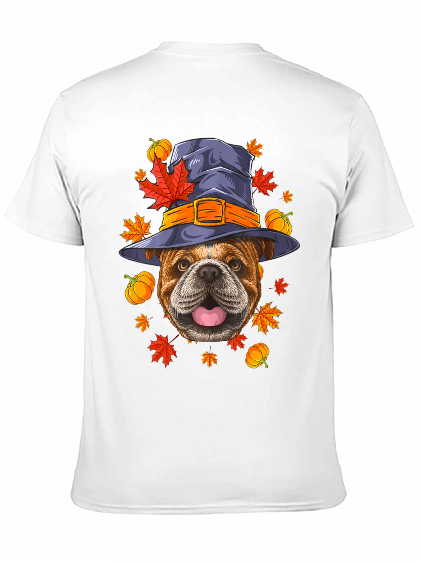 Black Bulldog Witch Hat Fall T-Shirt view 11