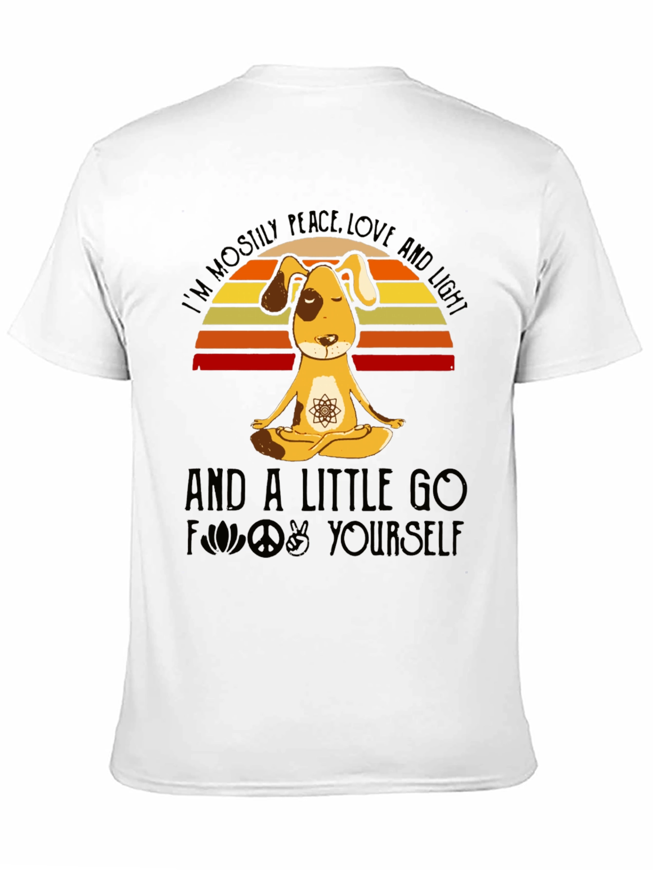 Black Peace Love and Light Dog Yoga T-Shirt view 11