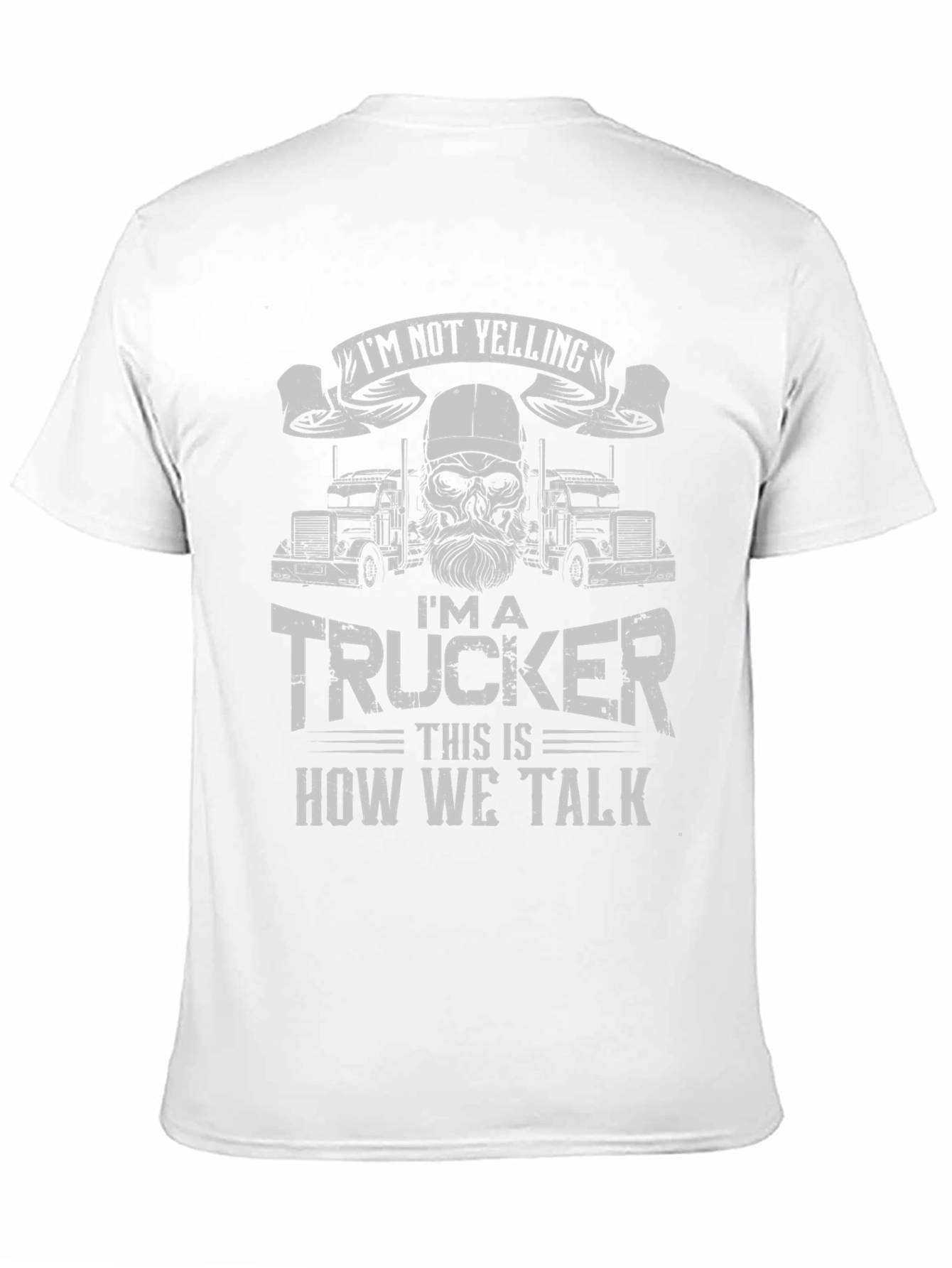 Black I'm Not Yelling Trucker T-Shirt view 11