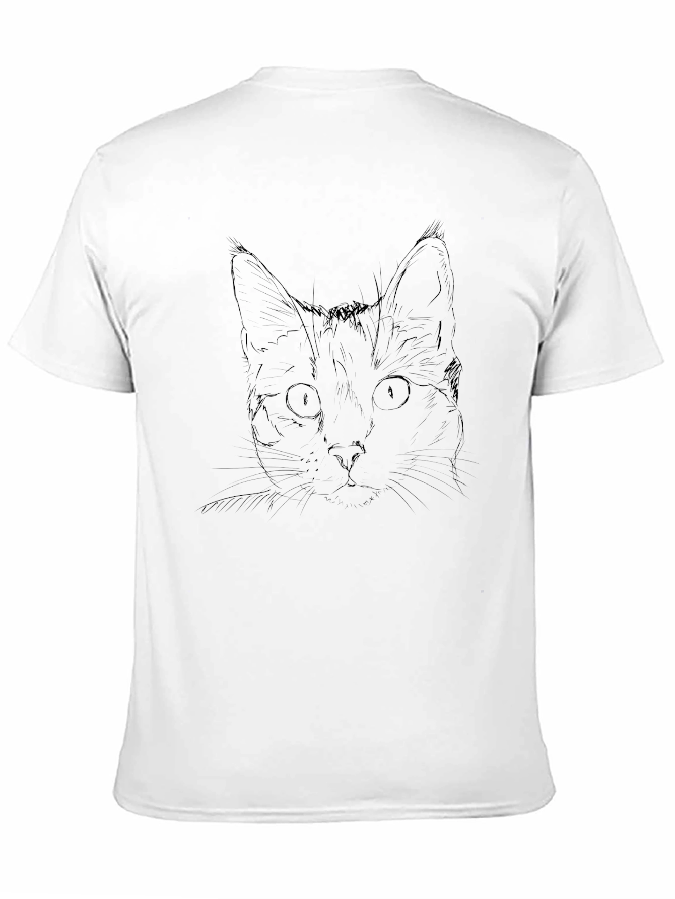 Black Cat Sketch Black T-Shirt view 11