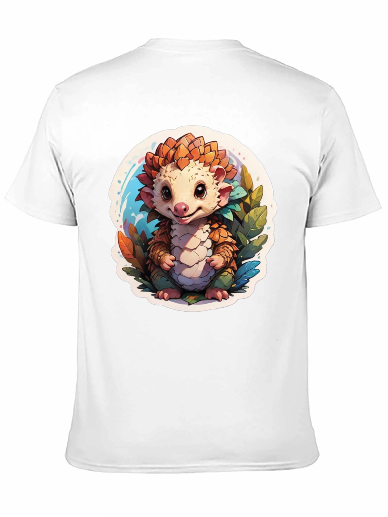 Black Cute Pangolin T-Shirt - Black Cotton Tee view 11