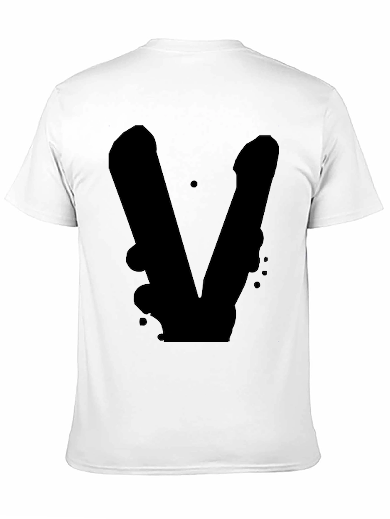 Black Black T-Shirt with Abstract V Design view 11