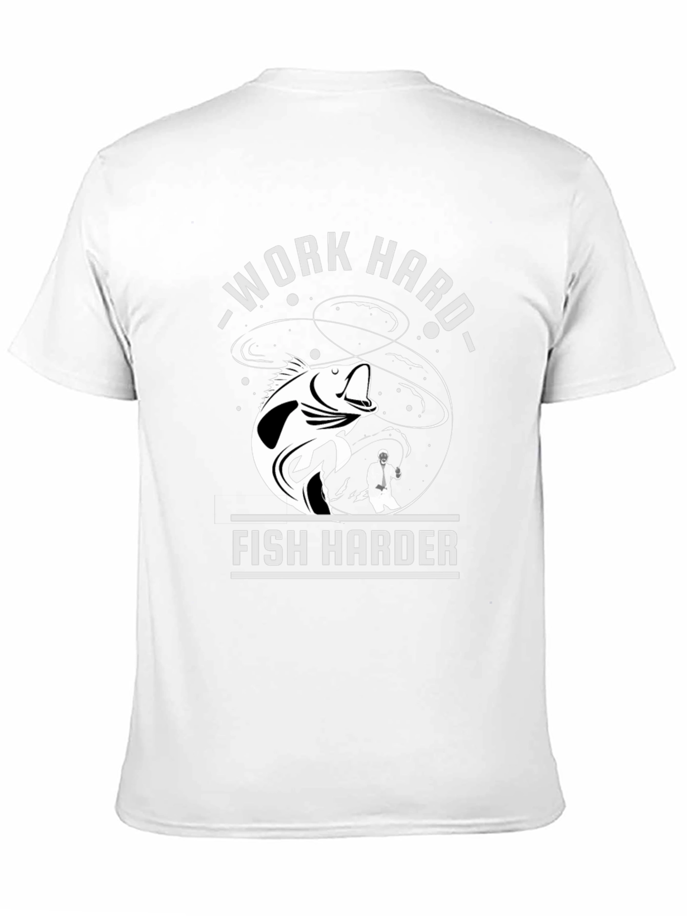 Black Work Hard Fish Harder Graphic T-Shirt view 11