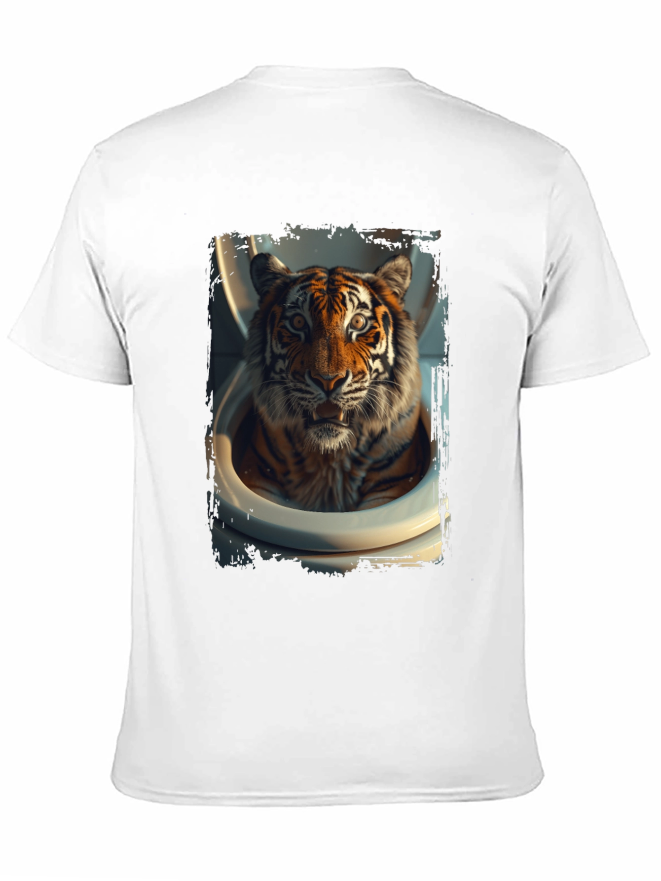 Black Tiger in Toilet Graphic Tee - Black Cotton T-Shirt view 11