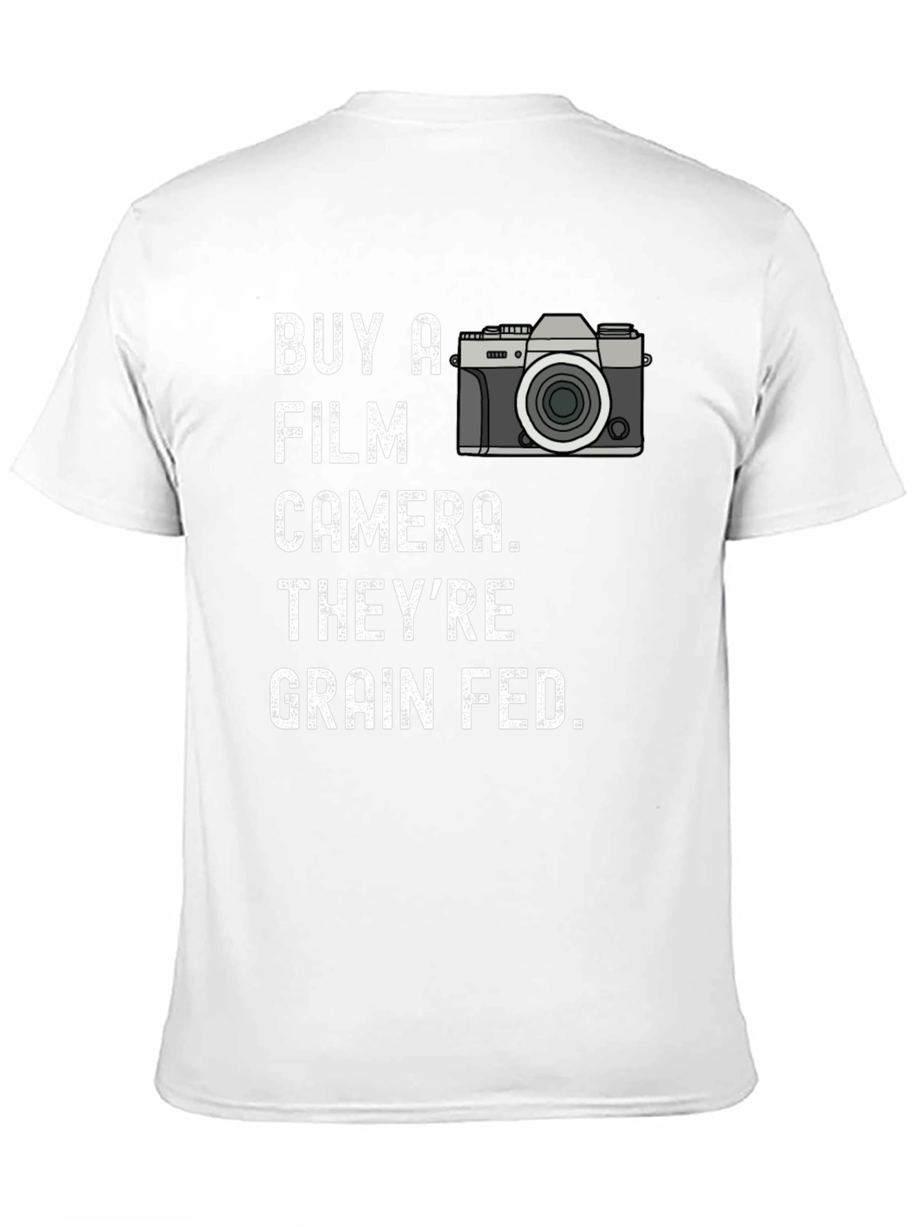 Black Buy a Film Camera T-Shirt - Grain Fed Humor Tee view 11