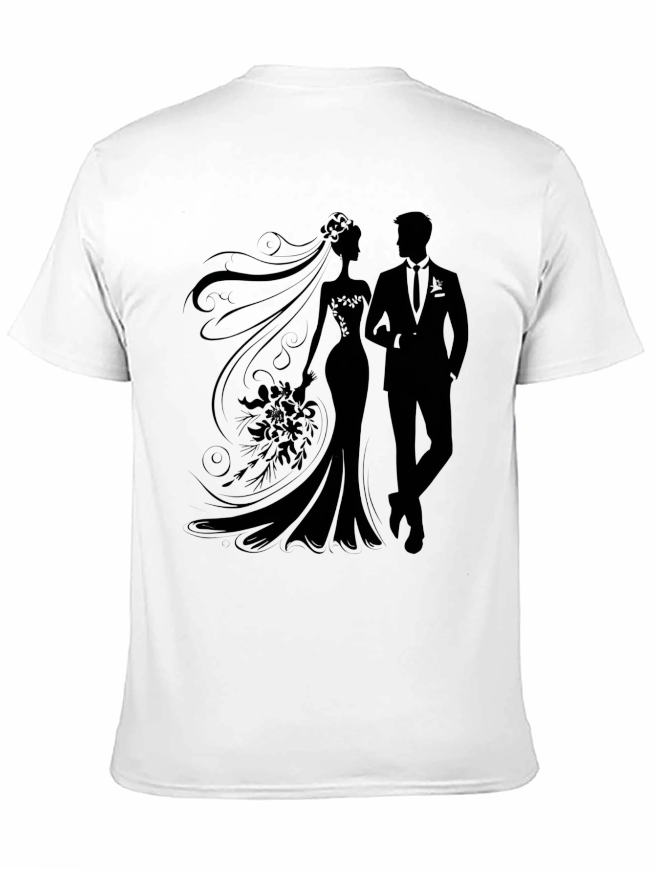 Black Bride and Groom Silhouette Graphic Tee view 11