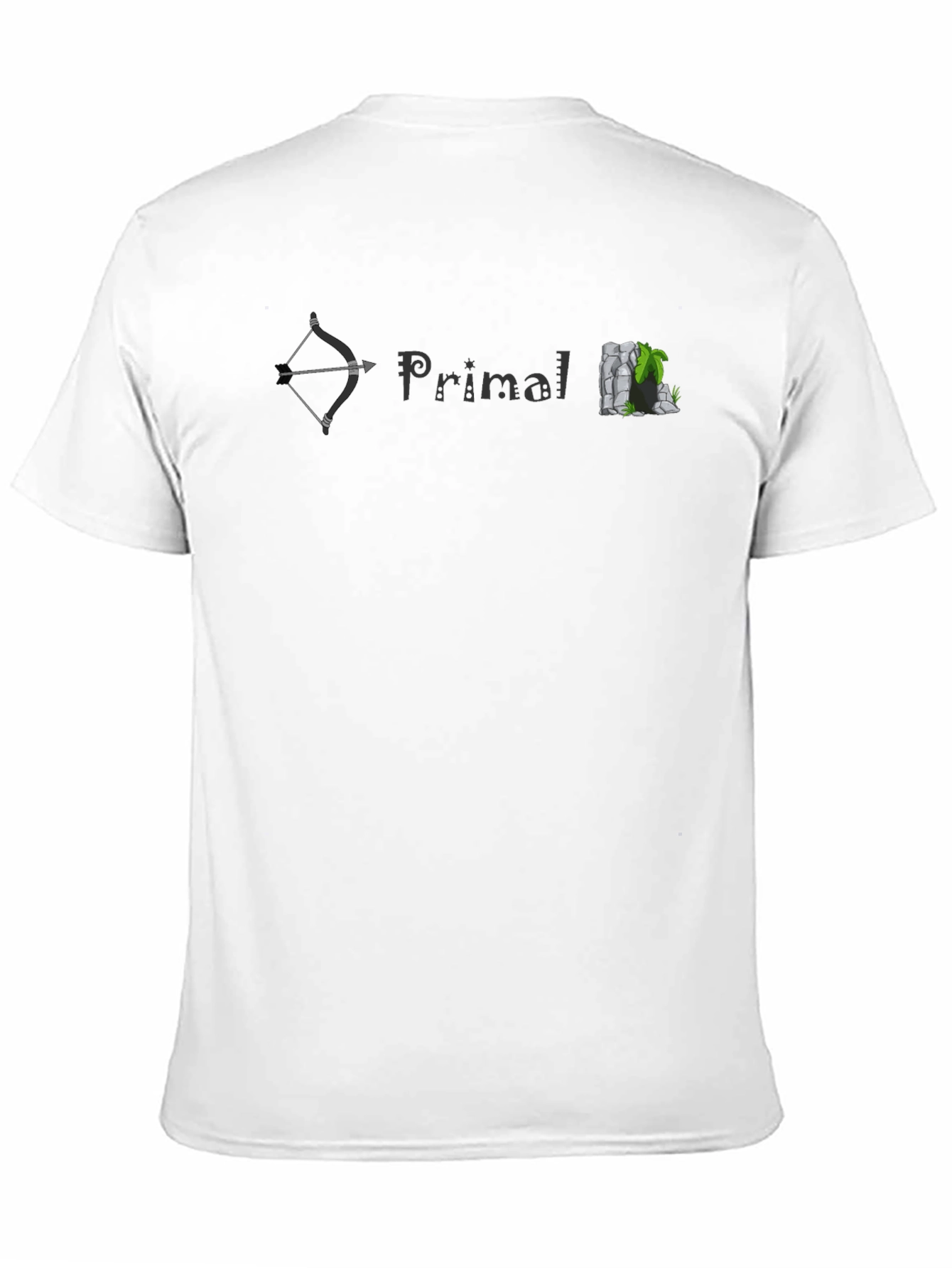 Black Primal T-Shirt: Bow, Text & Rock Cave Design - Soft Cotton Tee view 11