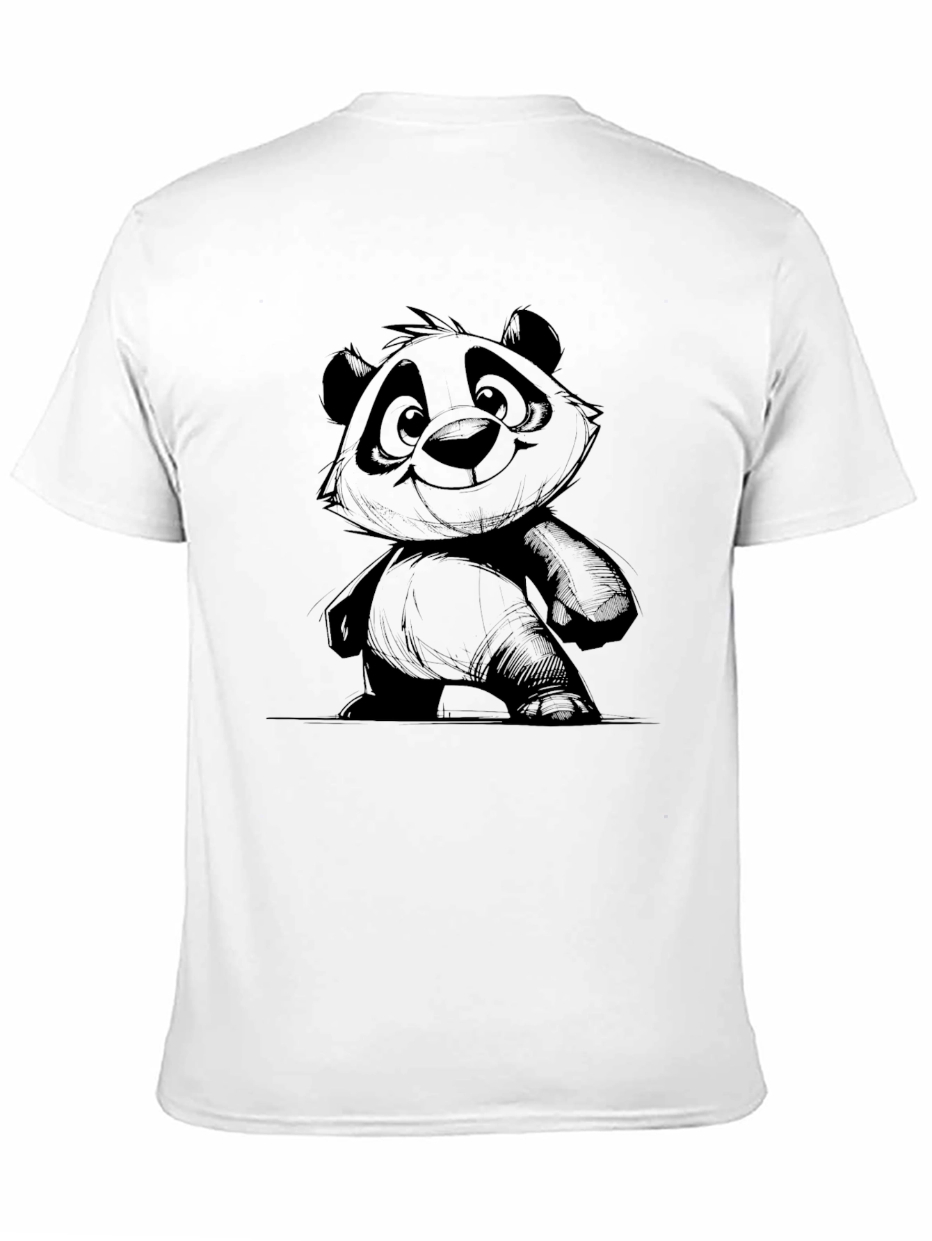 Black Cool Panda Graphic Black T-Shirt view 11