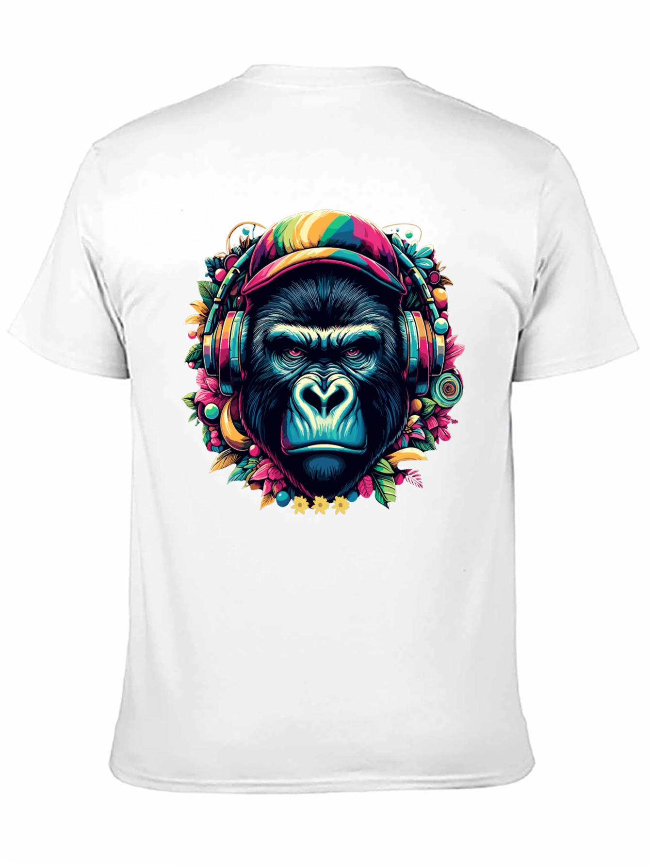 Black Gorilla DJ Graphic T-Shirt - Colorful & Unique Design view 11