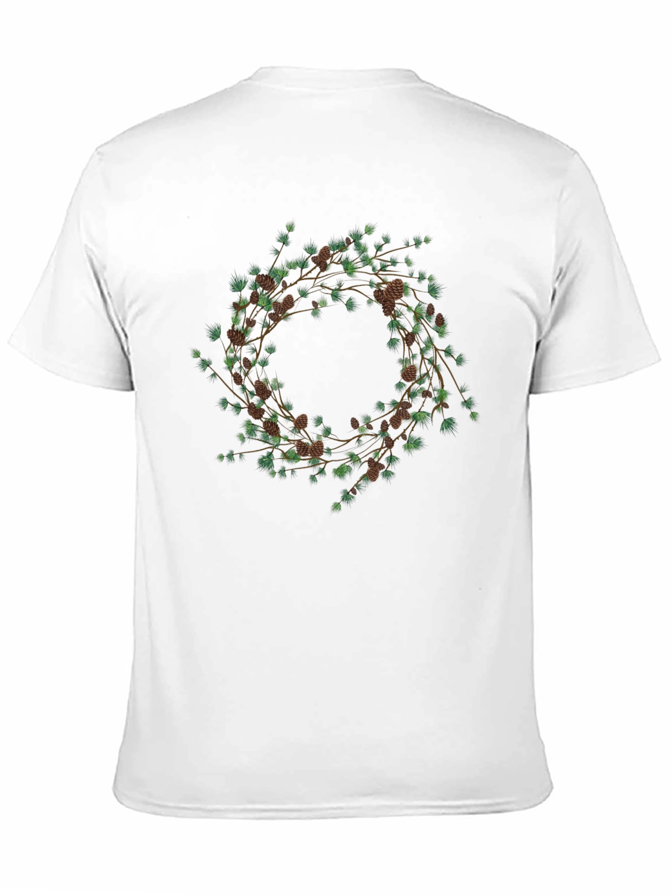 Black Nature Wreath Graphic T-Shirt - Black Cotton Tee view 11