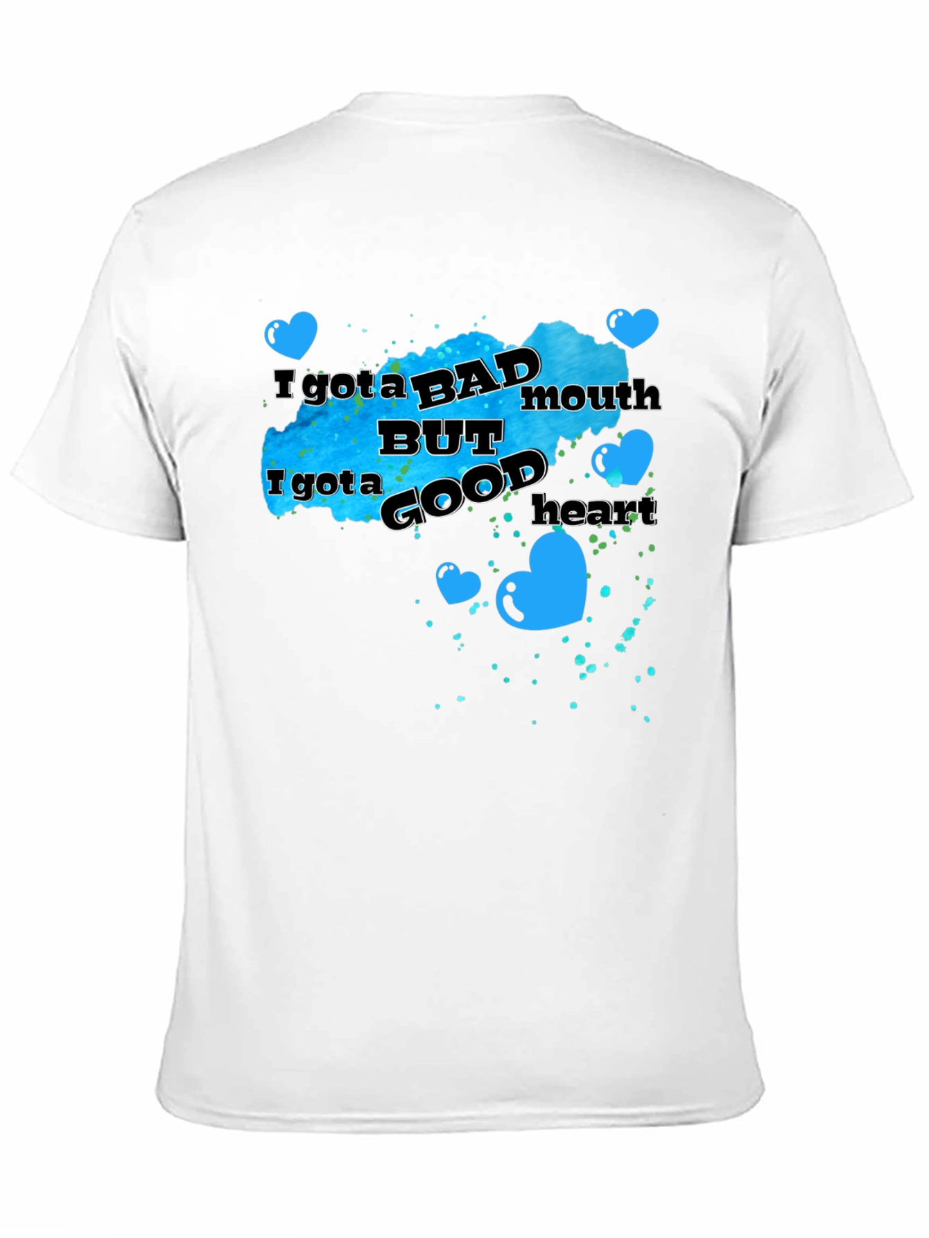 Black I Got a Bad Mouth But Good Heart Graphic T-Shirt view 11