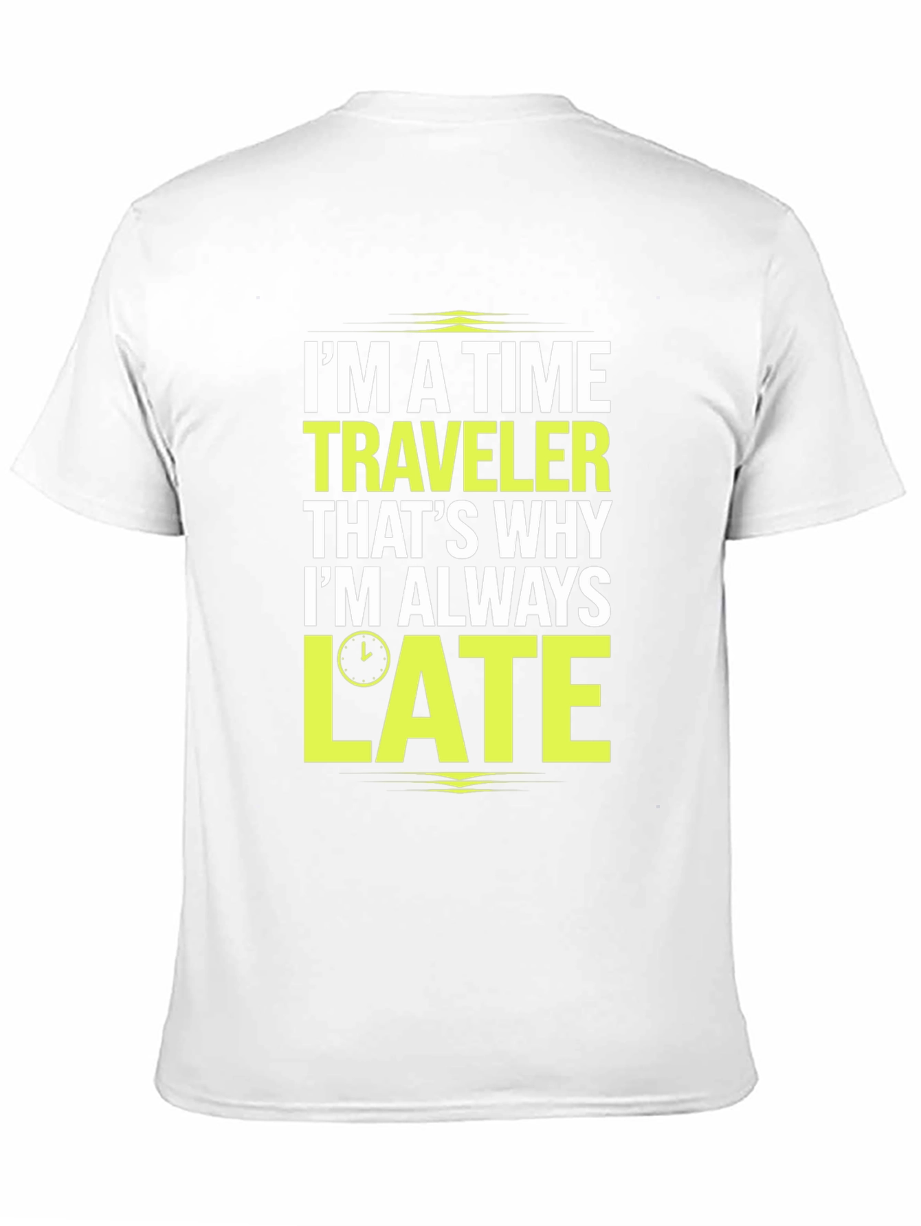 Black Time Traveler Late Men's T-Shirt Funny Tee view 11