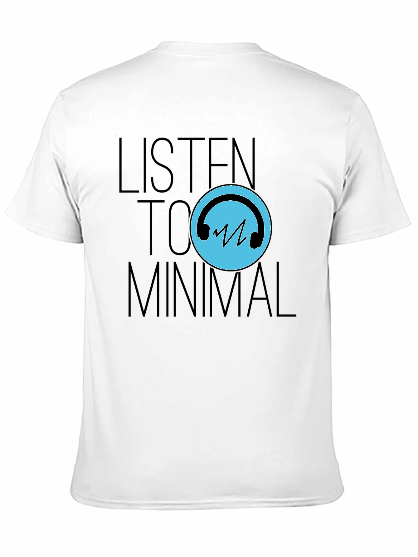 Black Listen to Minimal Black T-Shirt view 11