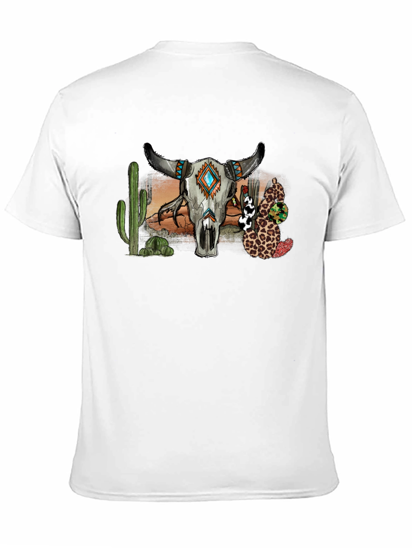 Black Western Bull Skull Graphic T-Shirt view 11