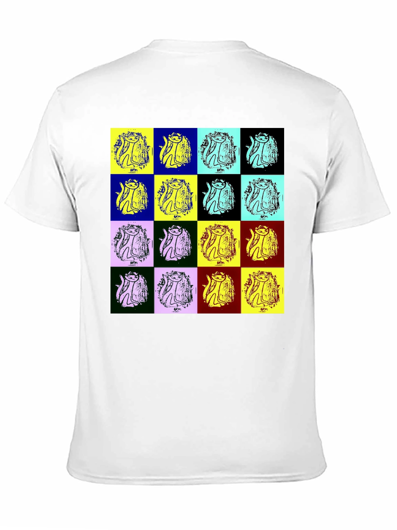 Black Pop Art Cat Graphic Black T-Shirt view 11