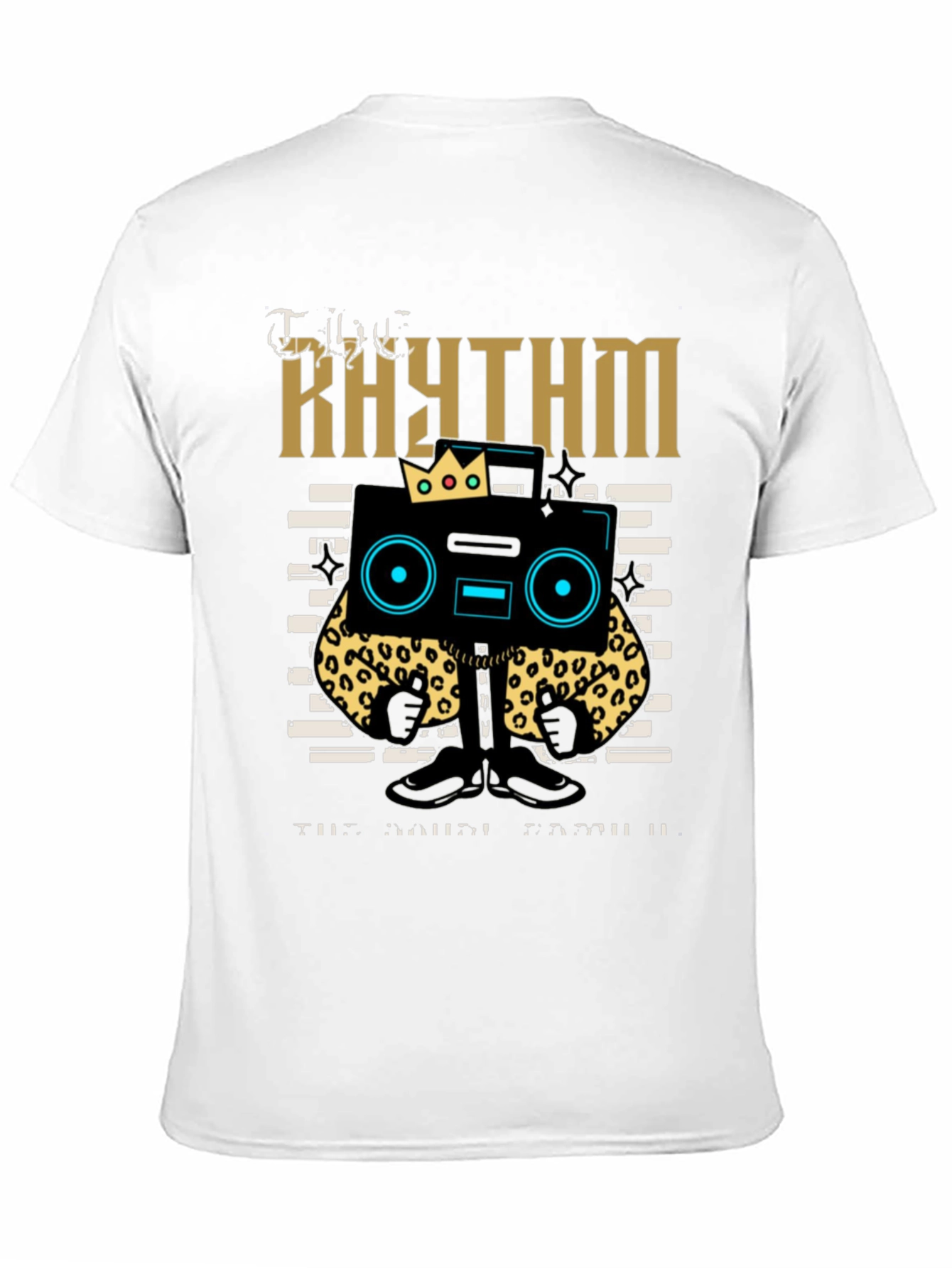 Black Rhythm Graphic Tee - Cool Cartoon Boombox Design view 11