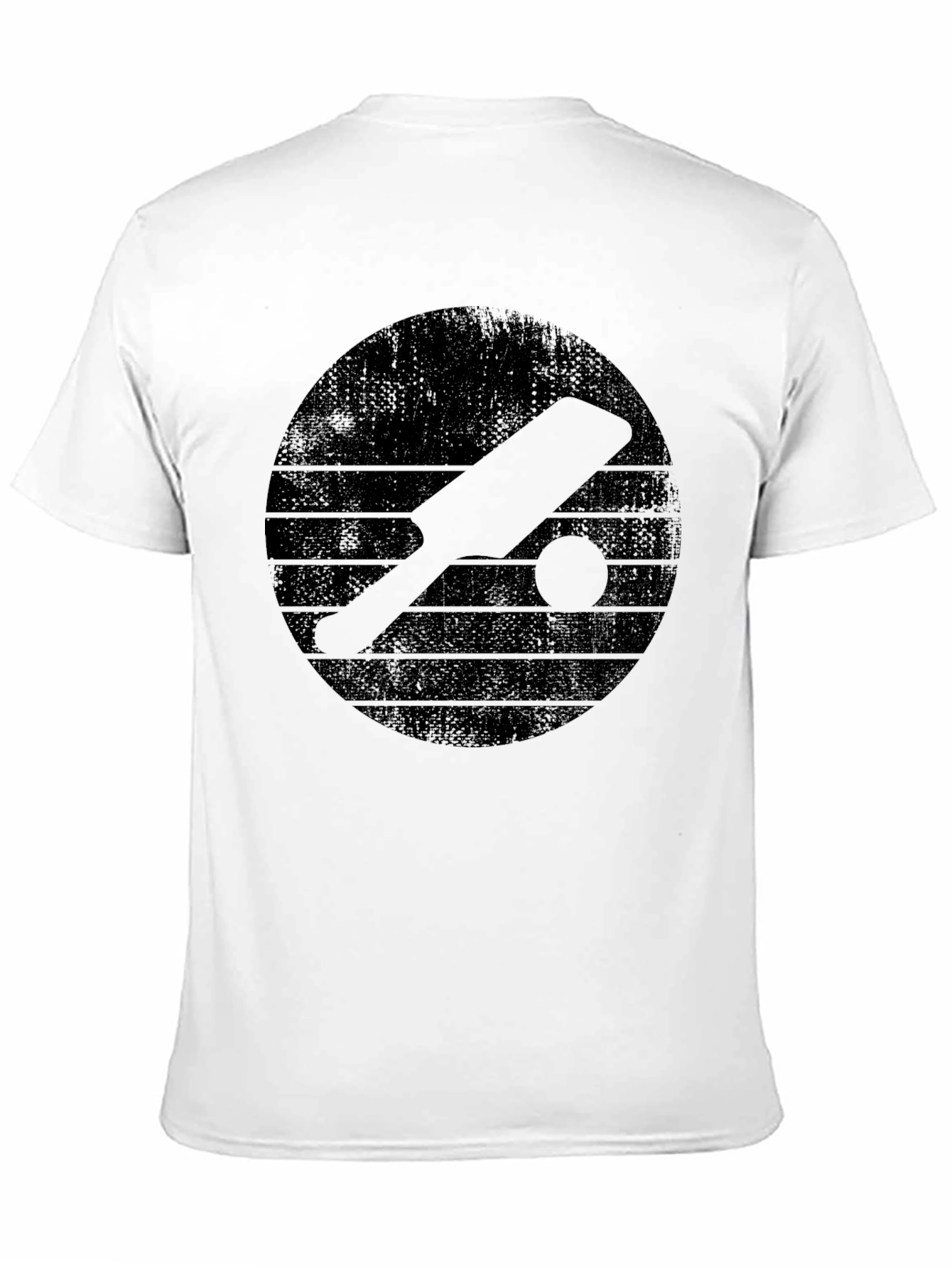Black Cricket Bat & Ball Graphic Tee - Vintage Black Design view 11