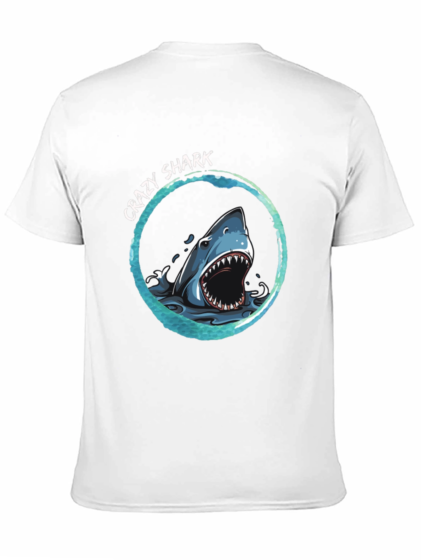 Black Crazy Shark Graphic Print T-Shirt view 11