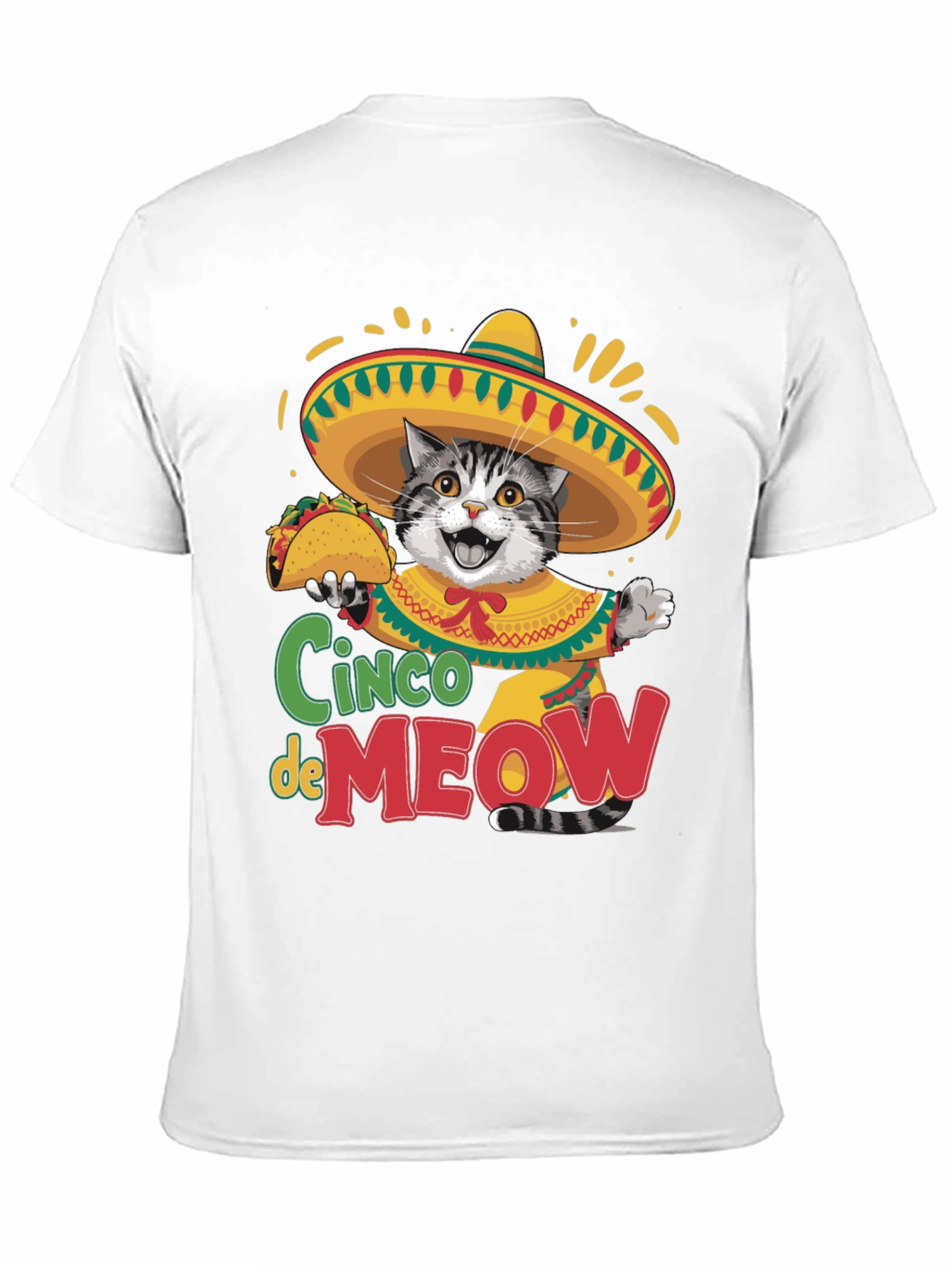Black Cinco de Meow Cat T-Shirt - Taco Fiesta Tee view 11