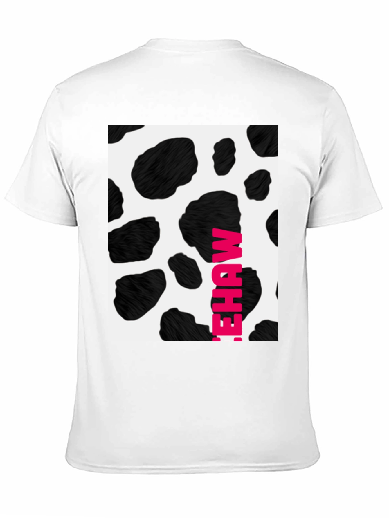 Black Cow Print T-Shirt with Pink Lettering view 11
