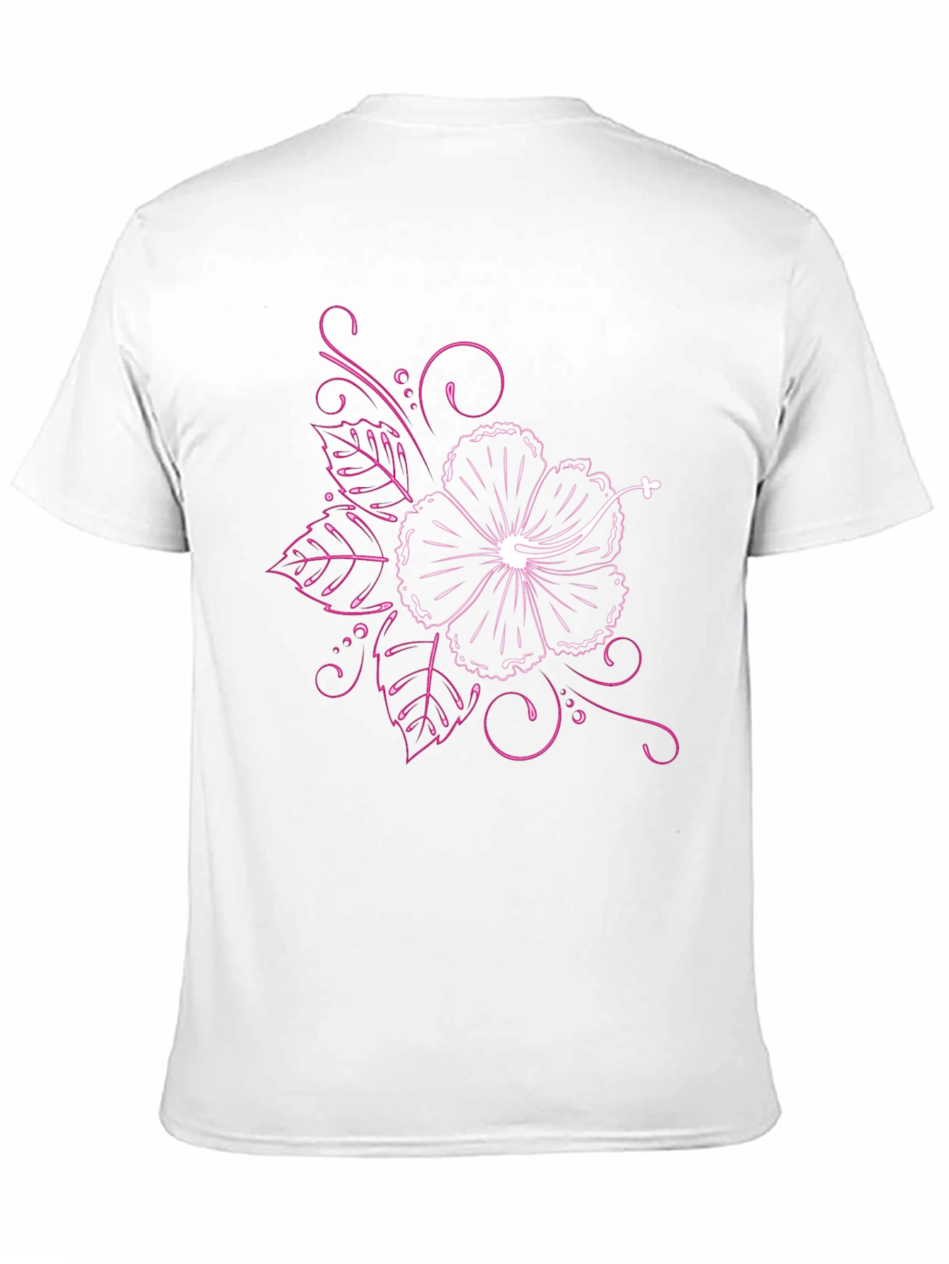 Black T-Shirt with Floral Hibiscus Design - 11