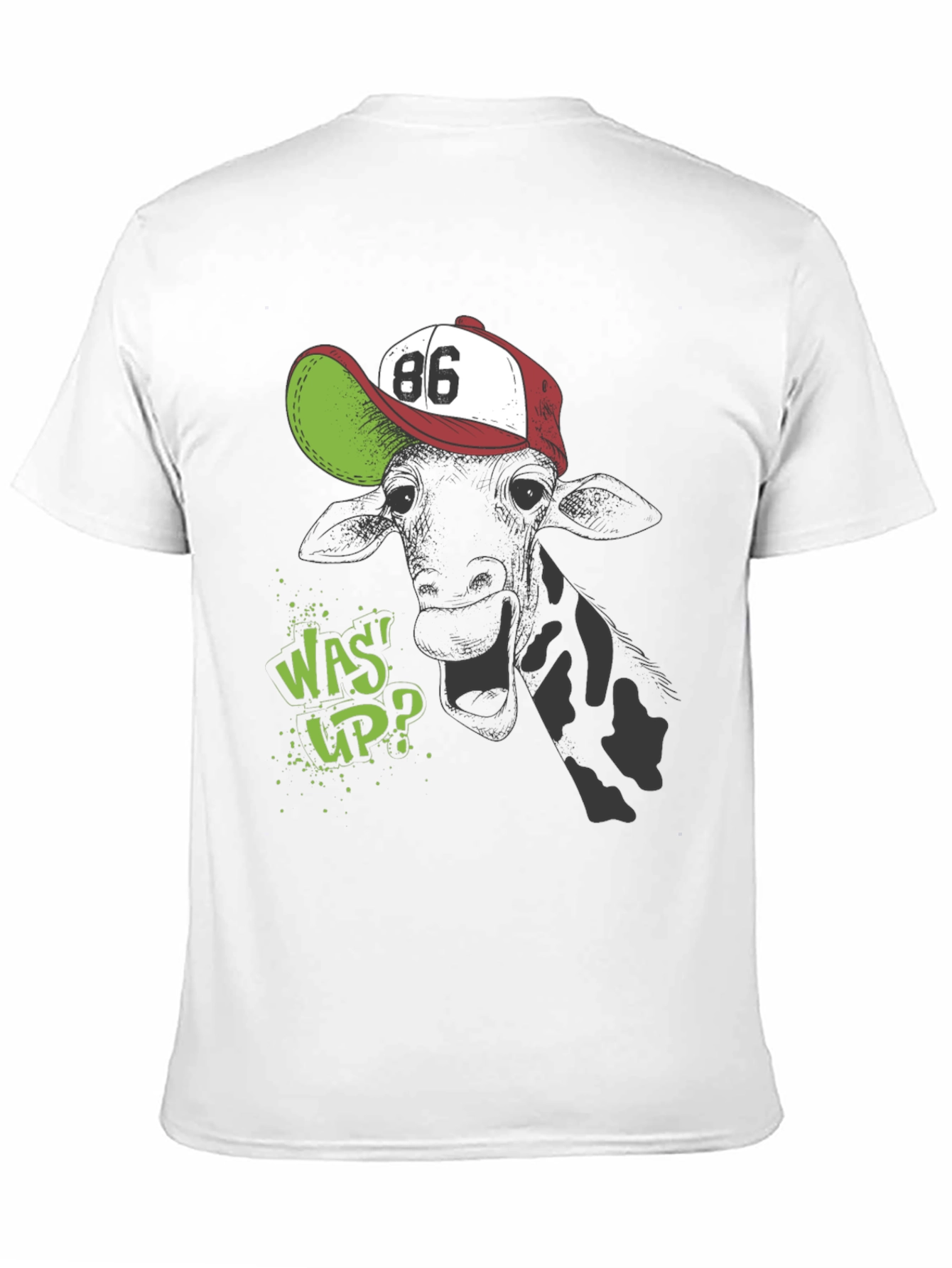 Black Cool Cow T-Shirt - 'Was Up?' Design view 11
