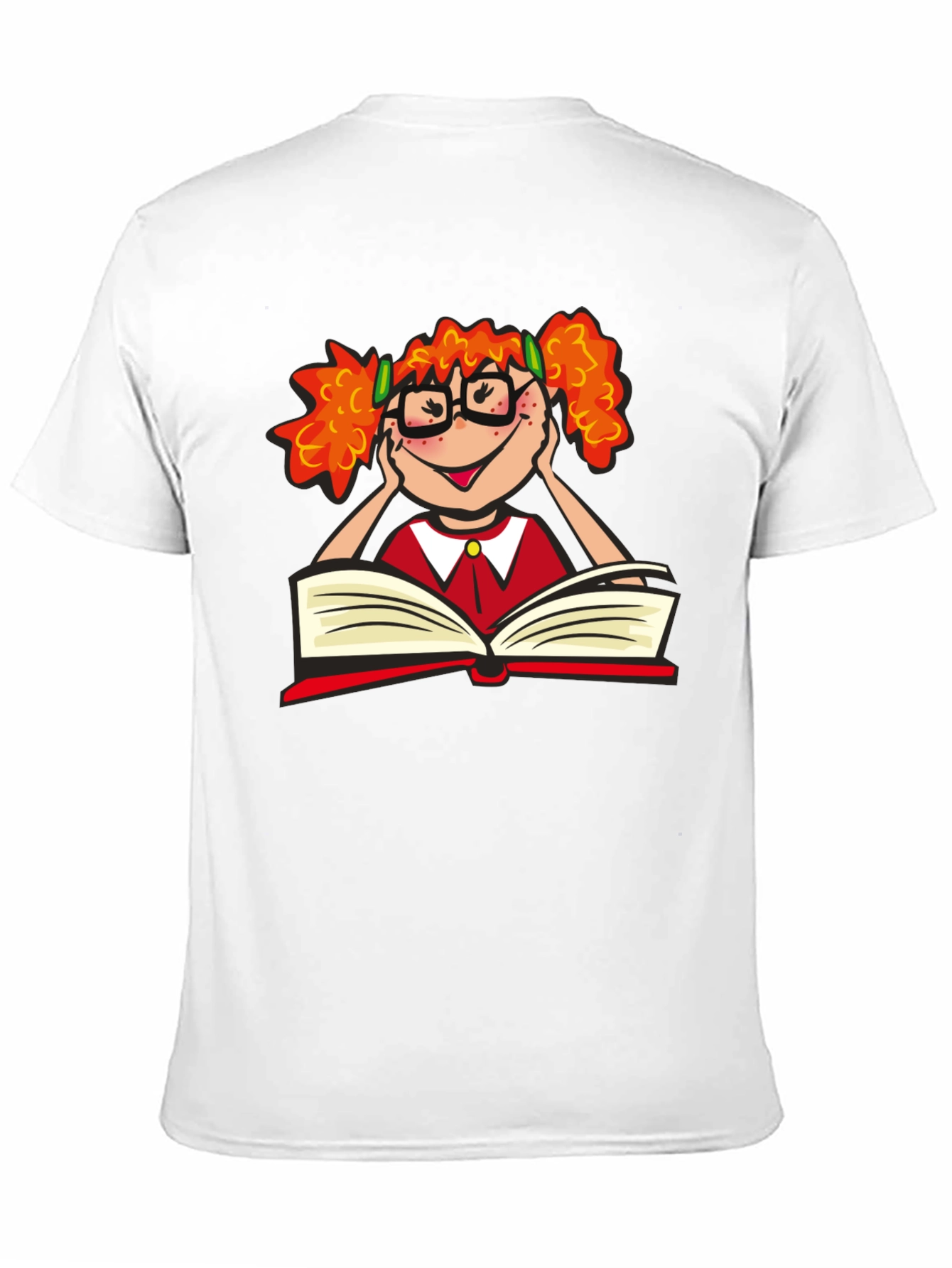 Black Nerdy Girl Reading T-Shirt - Black Cotton Tee view 11