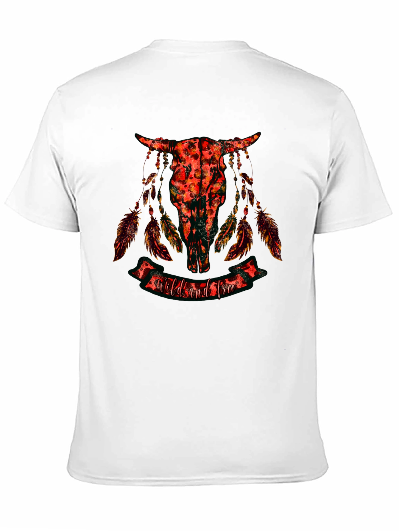 Black Wild and Free Skull Graphic Tee view 11