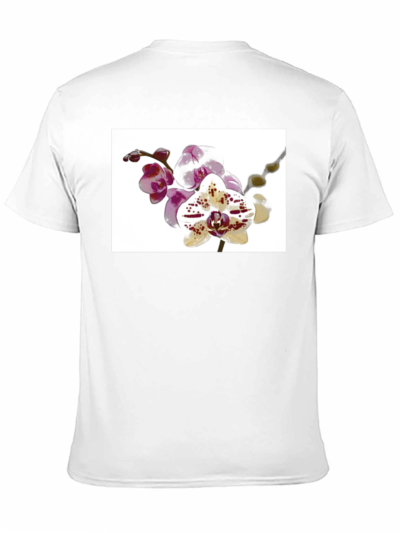 Black Floral Orchid Print Black T-Shirt view 11