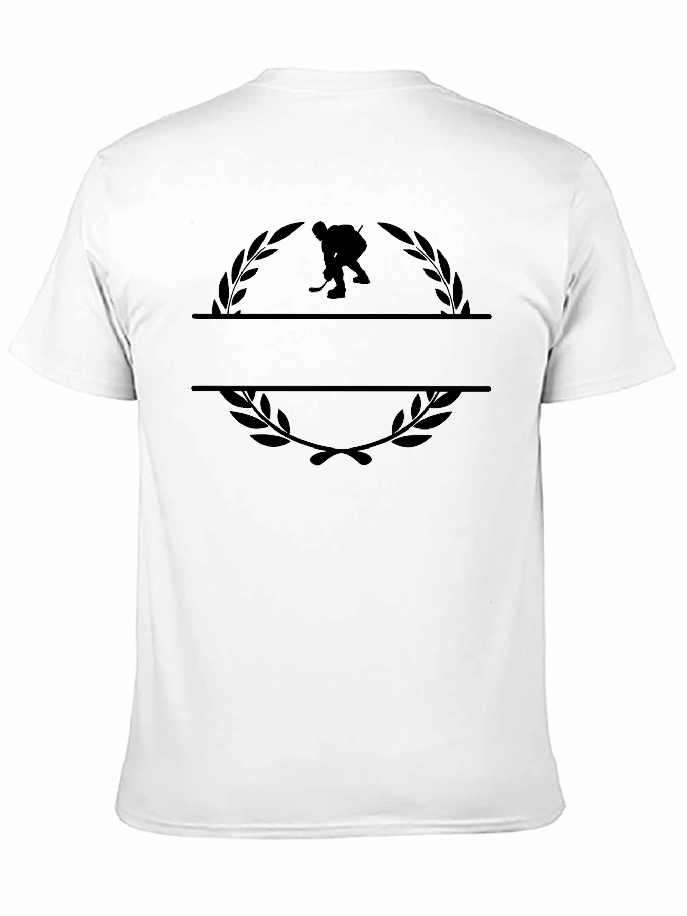 Black Hockey Player Wreath Graphic T-Shirt - Stylish Casual Wear view 11