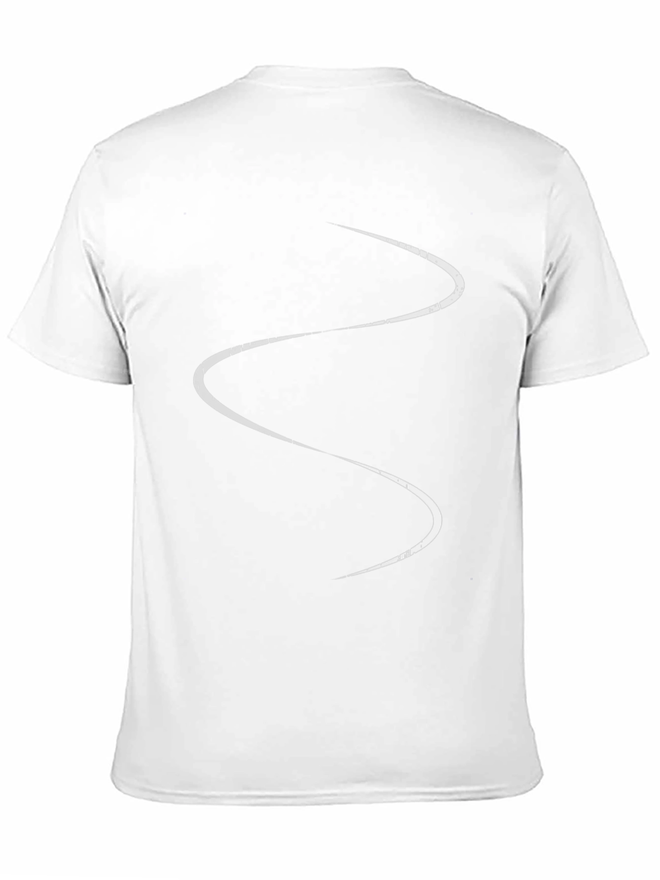 Black Men's Black T-Shirt with Abstract White Line Design view 11